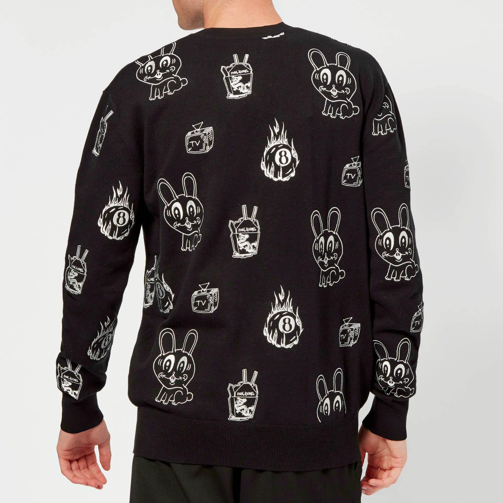 McQ Alexander McQueen Men's Bunny Sticker Crew Neck Jumper - Darkest Black  | Coggles