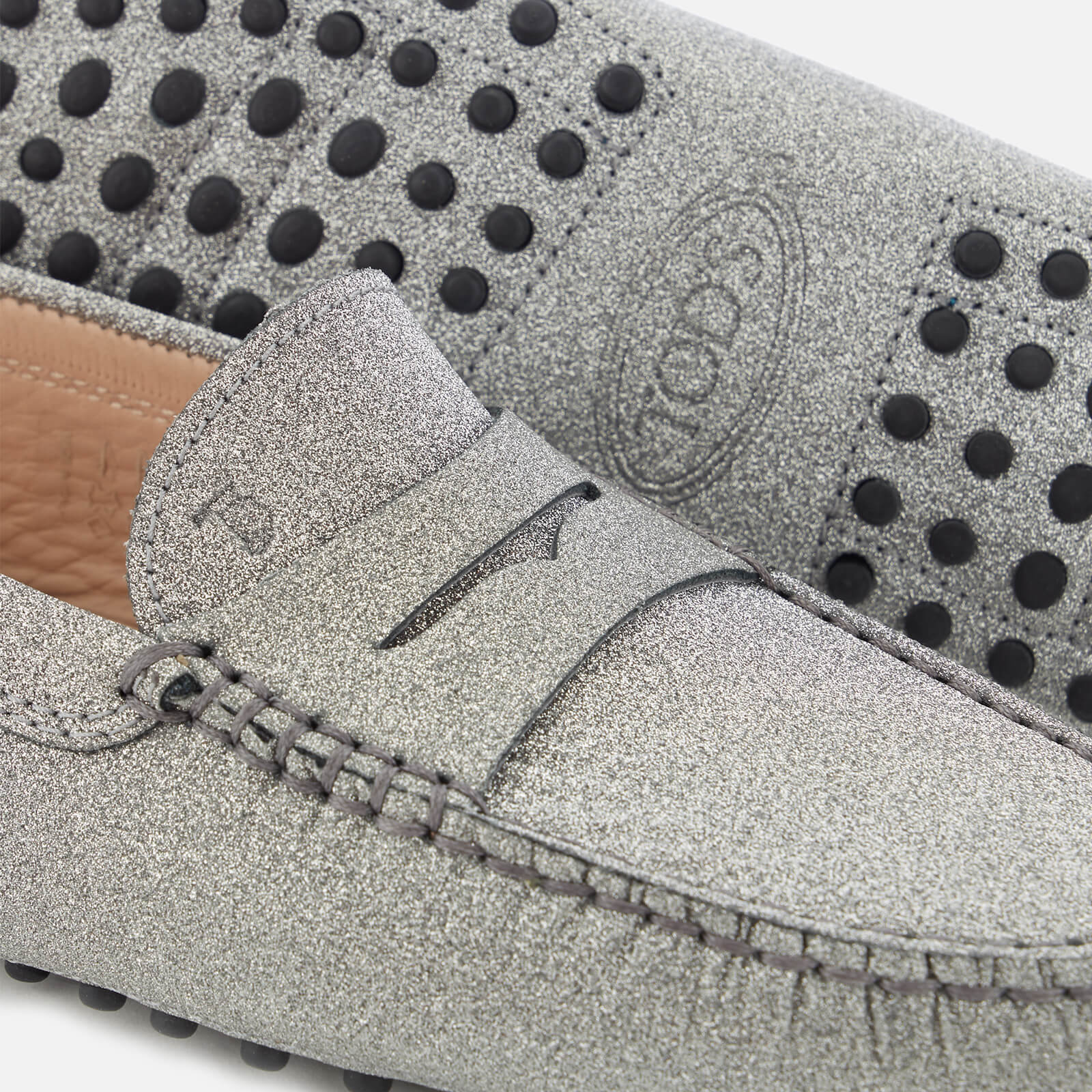 Tod s Women s Glitter Driving Shoes Grey Coggles