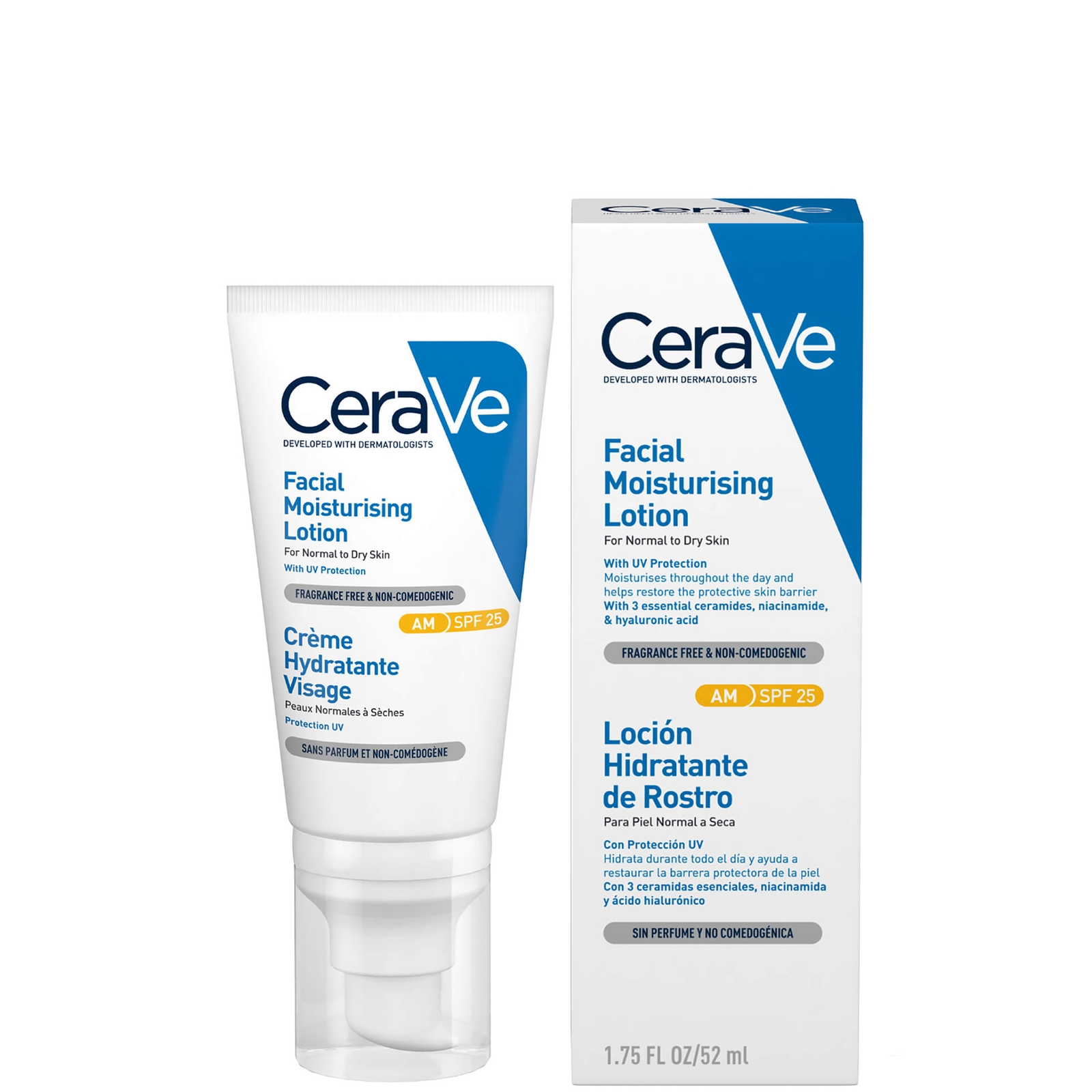 Loción facial hidratante con SPF 25 de CeraVe 52 ml