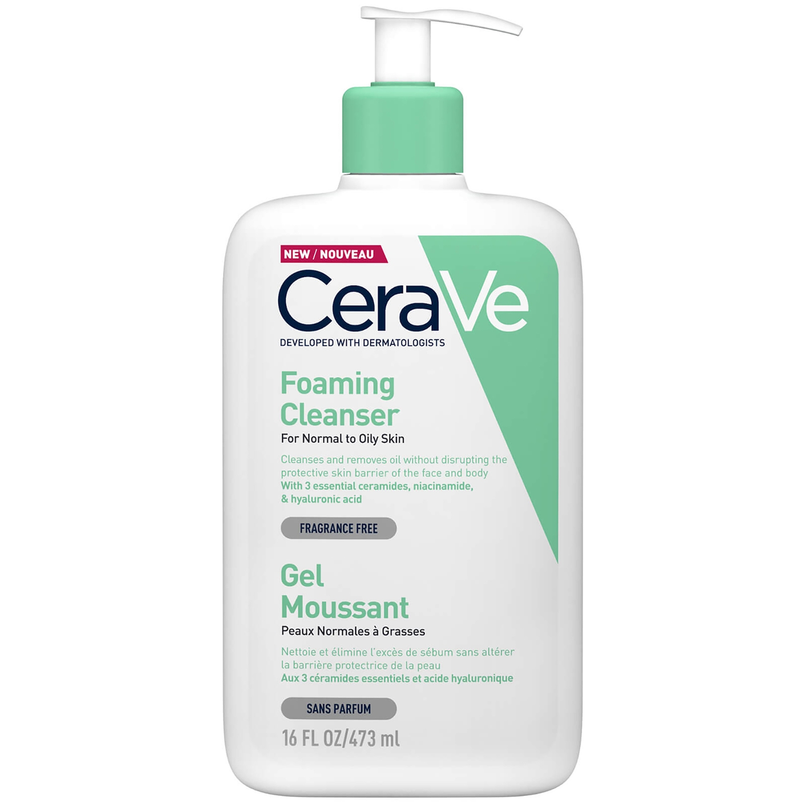 Limpiador facial en espuma de CeraVe 473 ml
