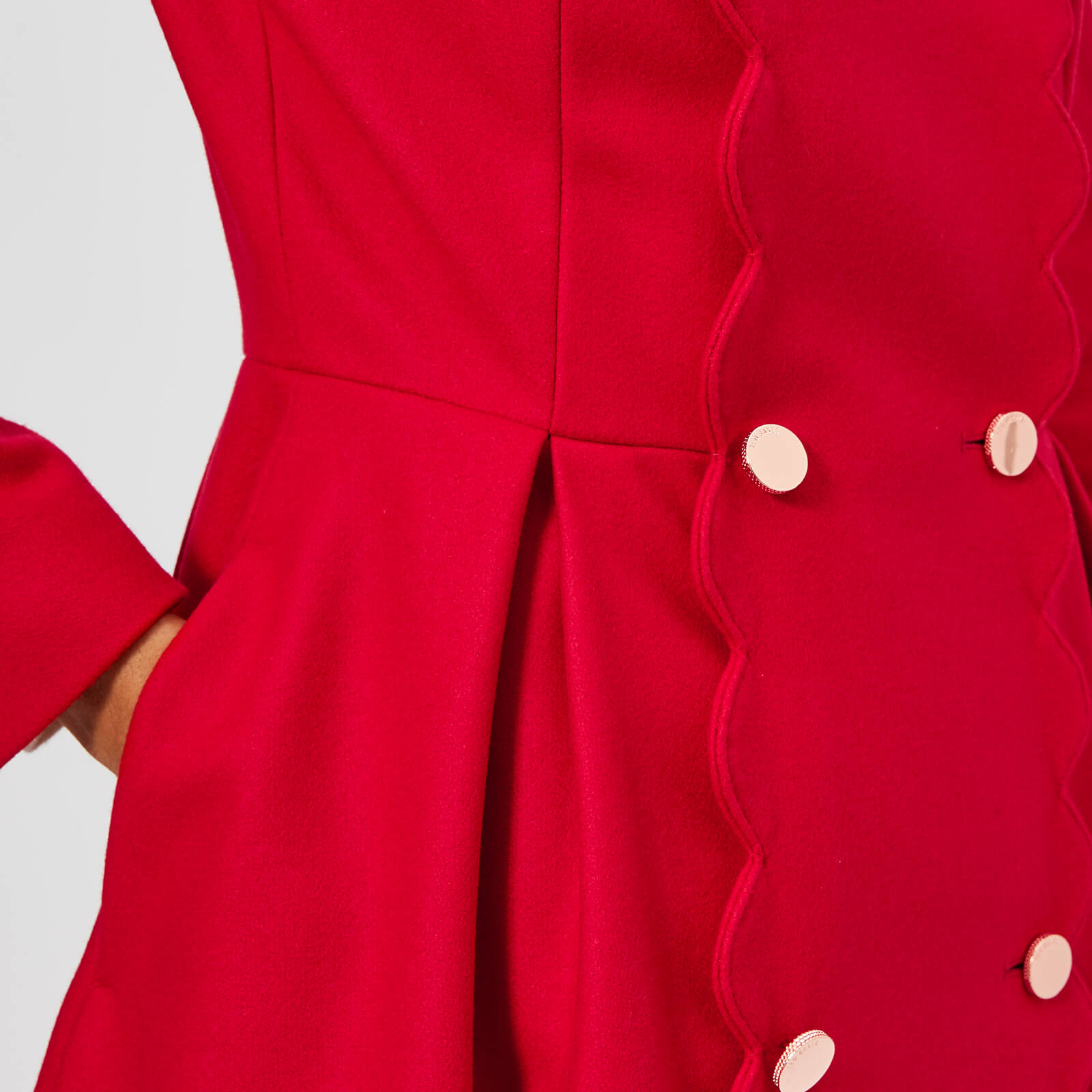 Ted Baker Women s Blarnch Scallop Trim Wool Coat Mid Red Coggles