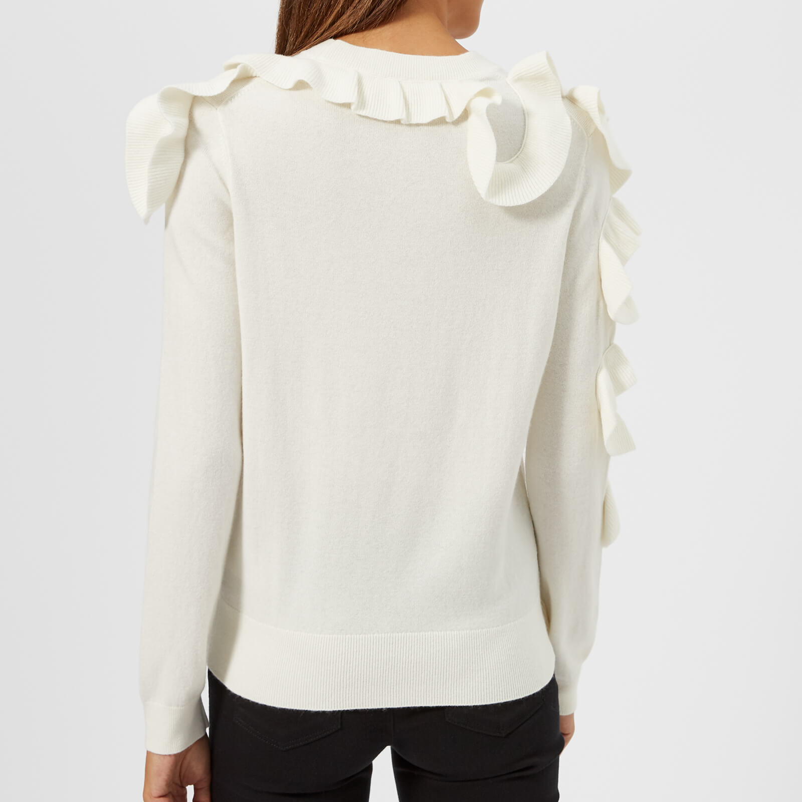 Ted Baker Women s Pallege Frill Sleeve and Shoulder Jumper Ivory Coggles
