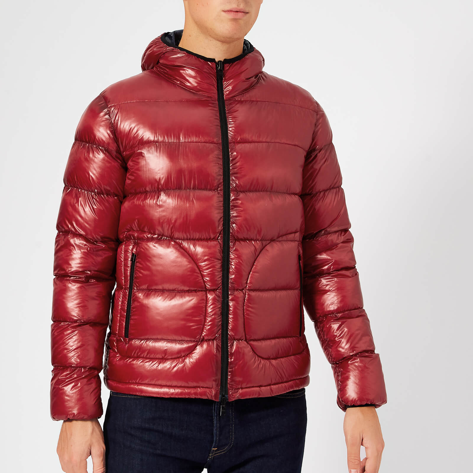 Herno Men s 7 Den Reversible Hooded Bomber Jacket Burnt Henna Navy Coggles