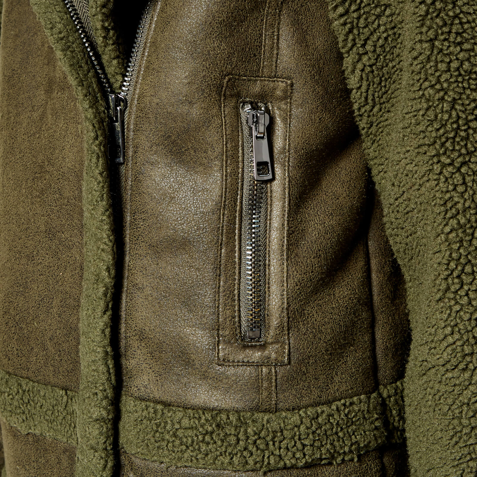 Whistles Women s Borg Biker Coat Khaki Coggles