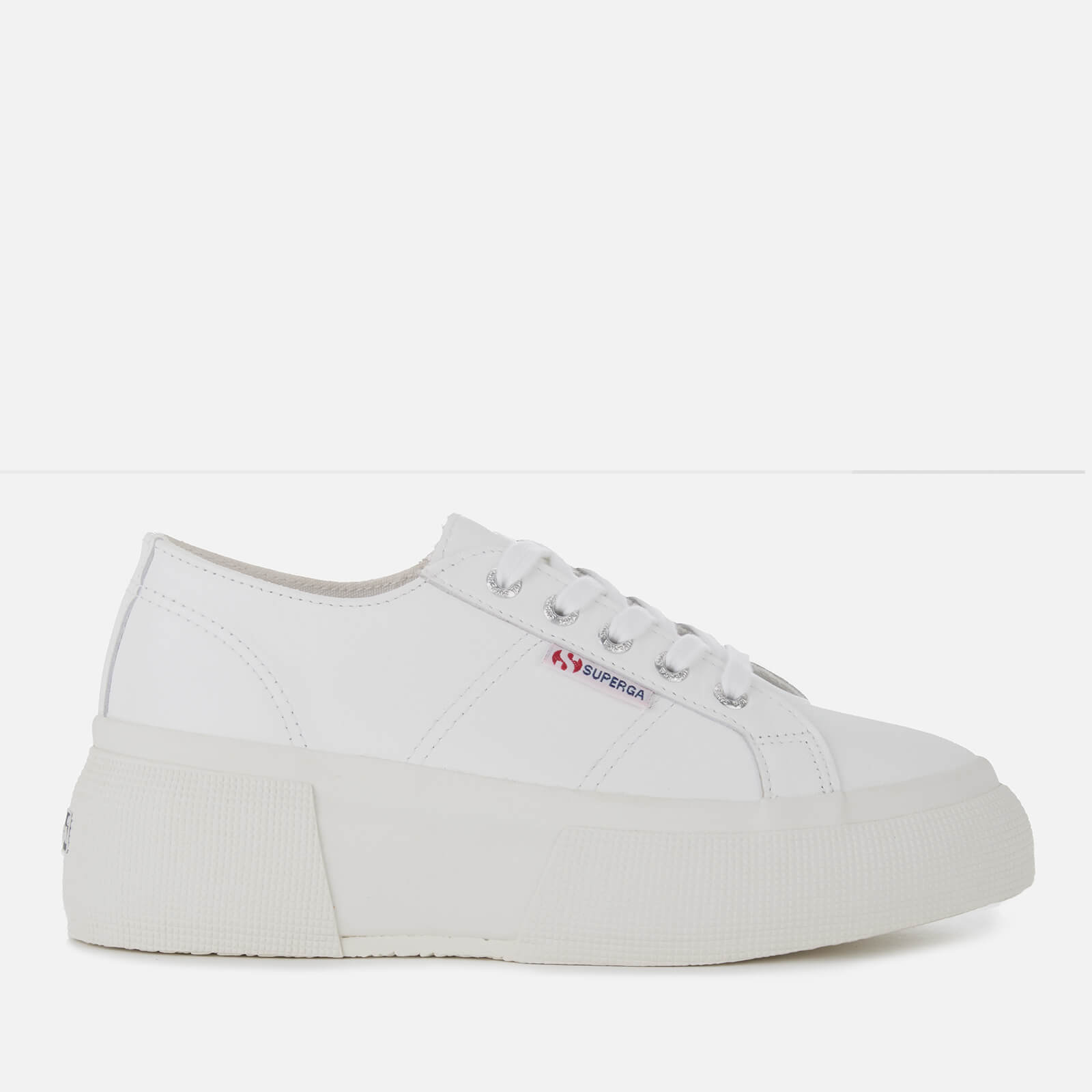 Superga Women s 2287 Leanappaw Leather Flatform Trainers White