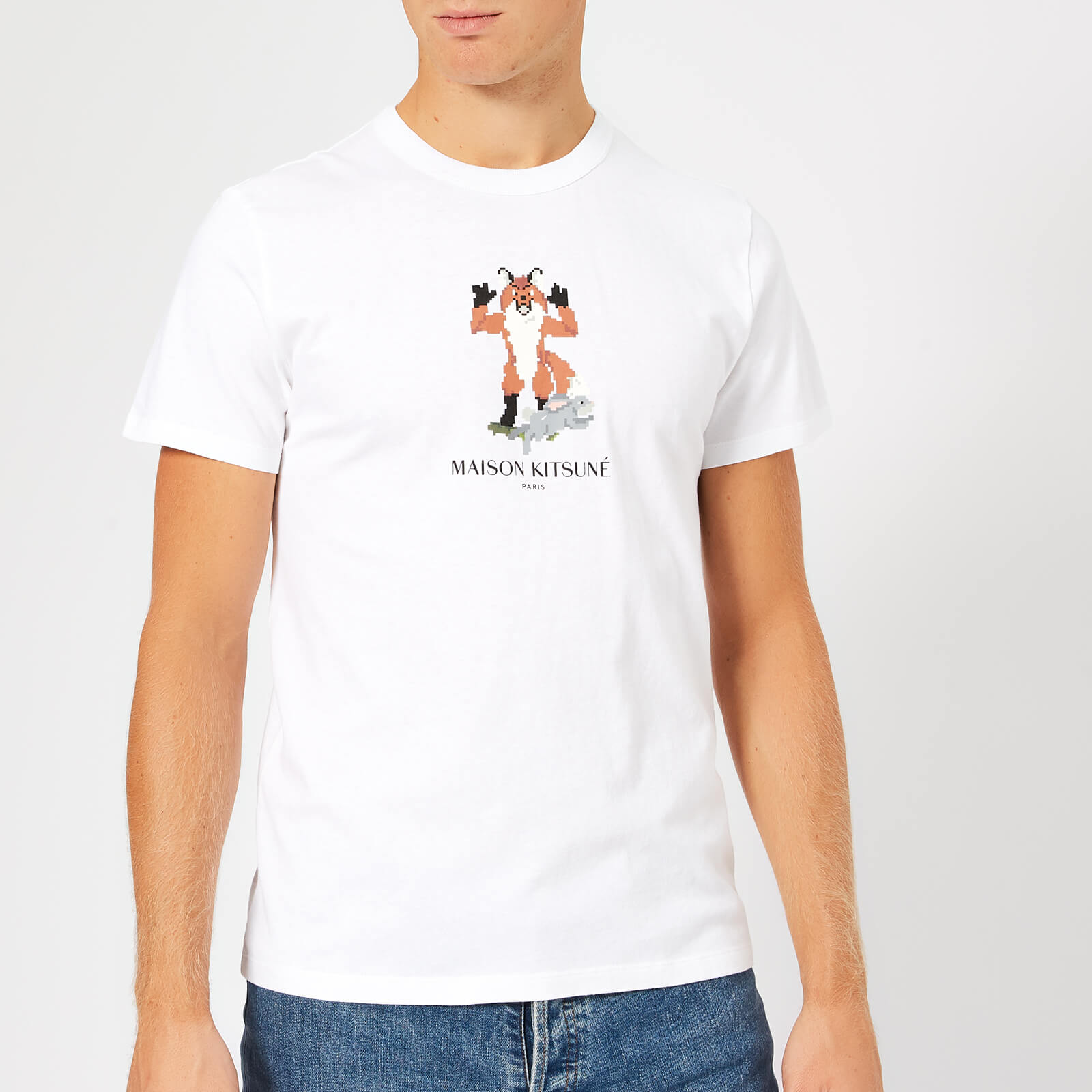 Maison Kitsune Men s Pixel Fox T Shirt White Coggles