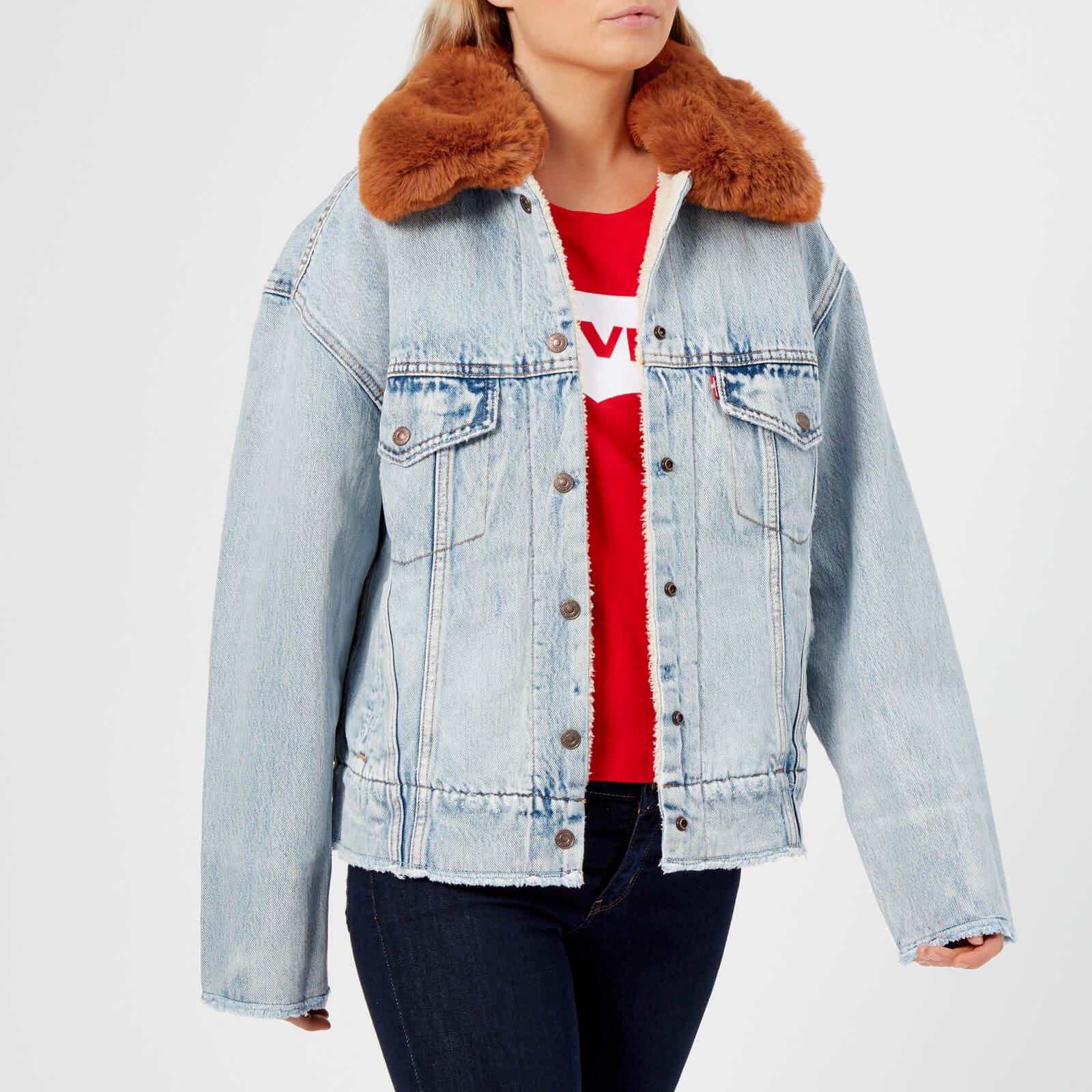 Levi's women's oversized long sherpa trucker jacket deals