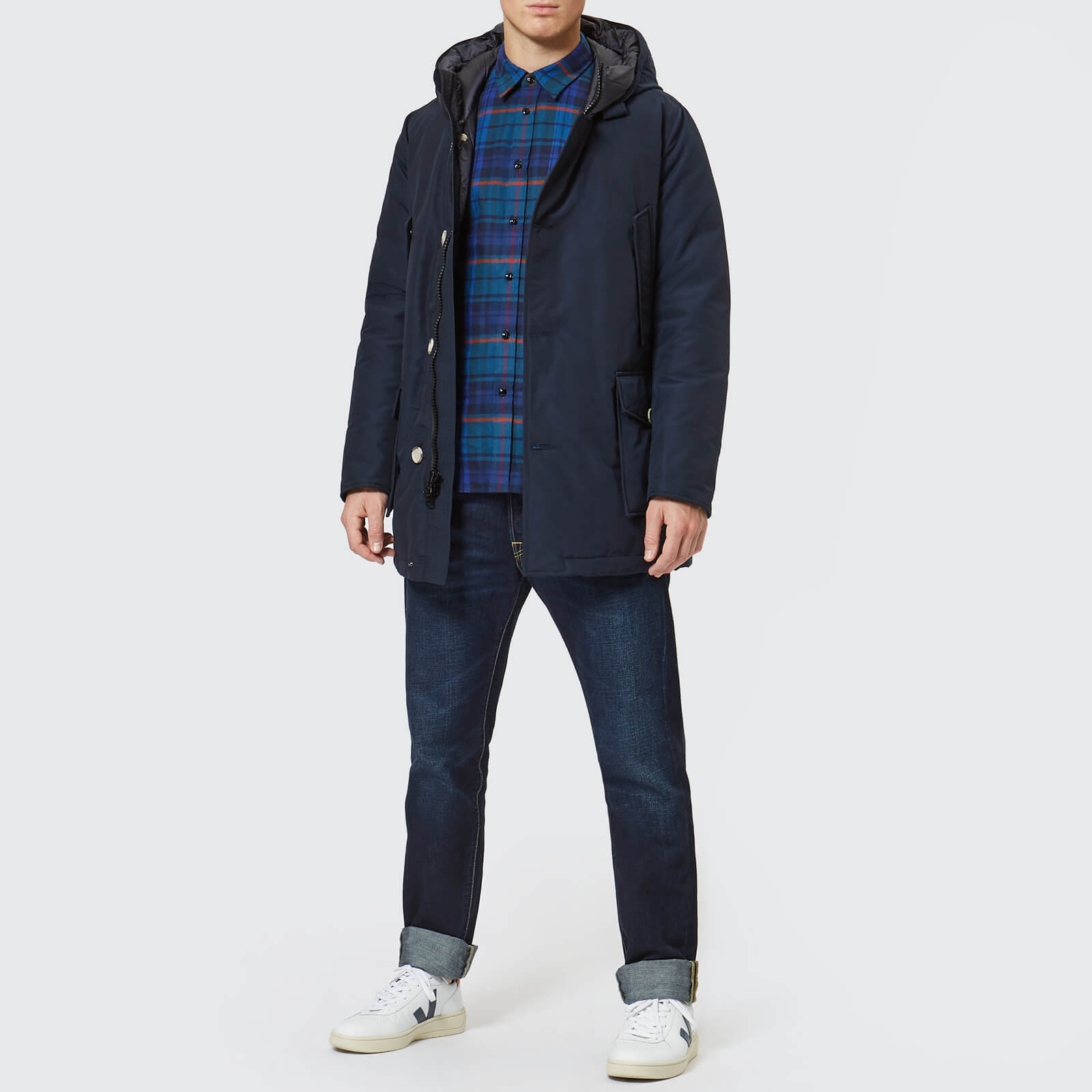 Jacket in Melton Virgin Wool Blend - Men - Blue