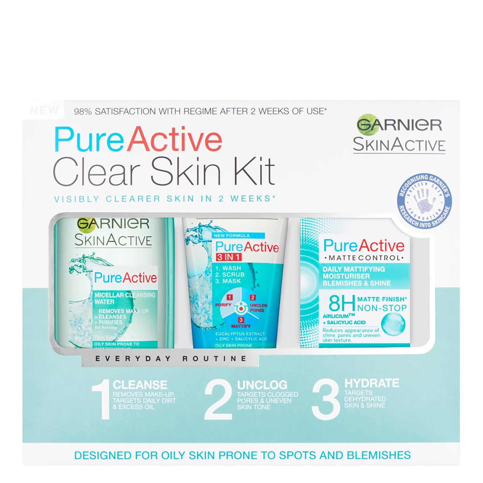Garnier Pure Active Anti Blemish 3 Step Regime Kit Oily Skin