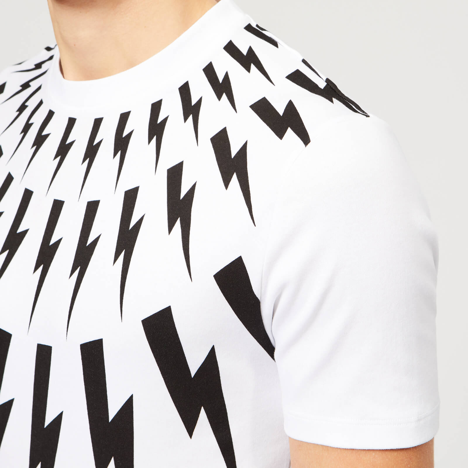 Neil Barrett Men's Fair Isle Lightning Bolt T-Shirt - White