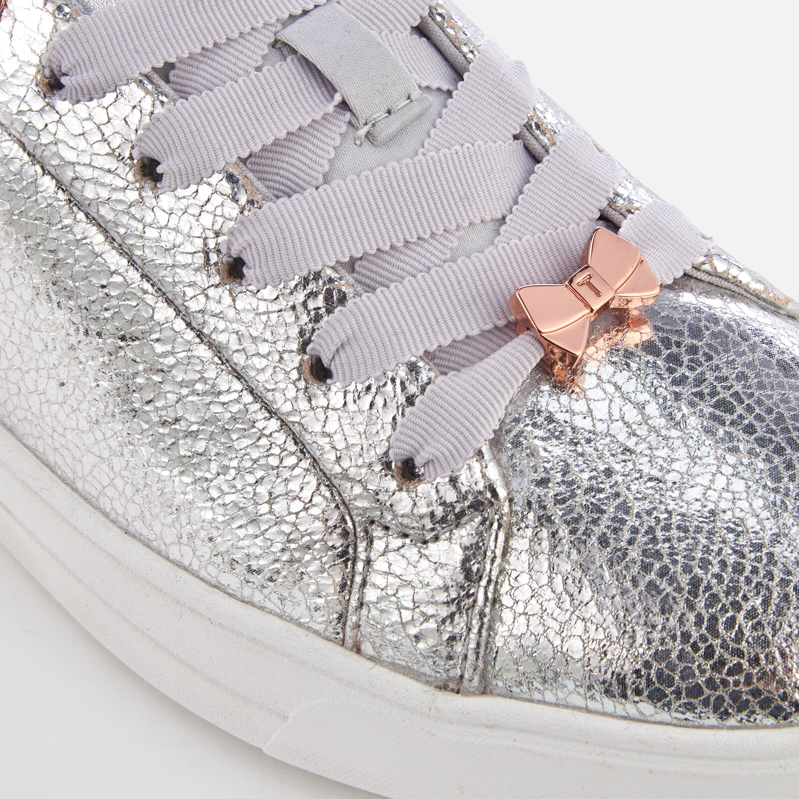 Ted Baker Women s Luoci Crackle Leather Low Top Trainers Silver