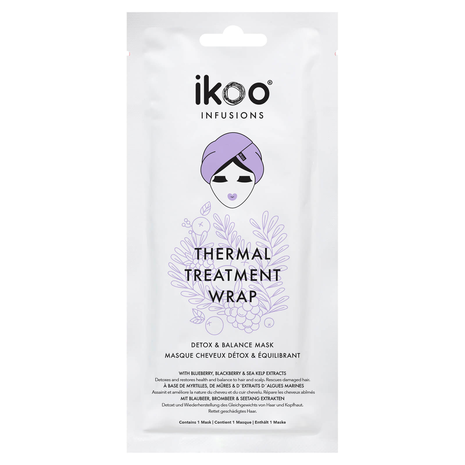 Turbante mascarilla purificadora y equilibrante para cabello Infusions Thermal Treatment Hair Wrap de ikoo 35 g