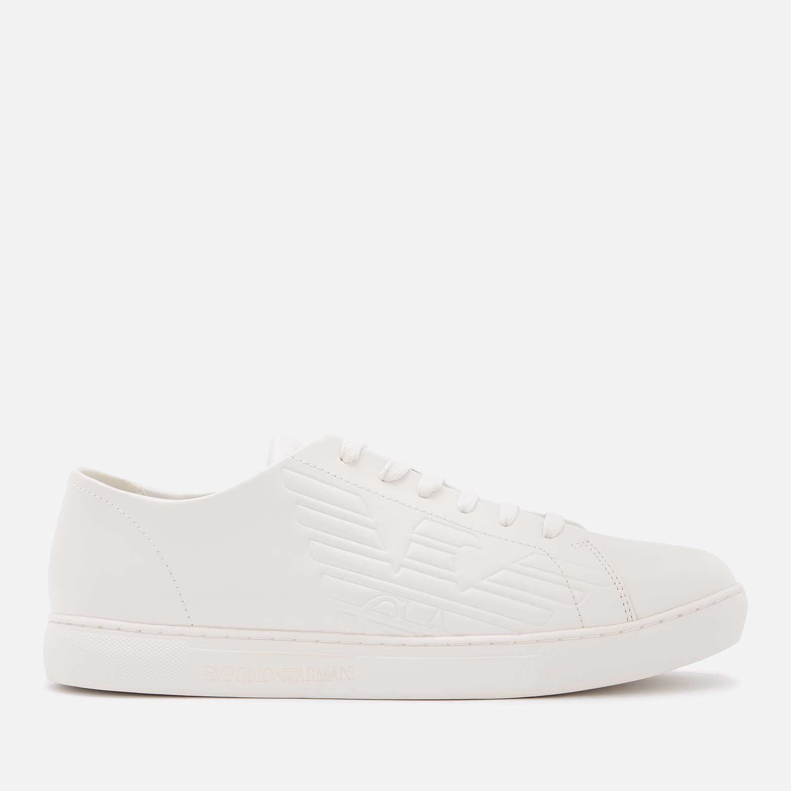 Emporio Armani Men s Stan Leather Low Top Trainers Optical White Coggles