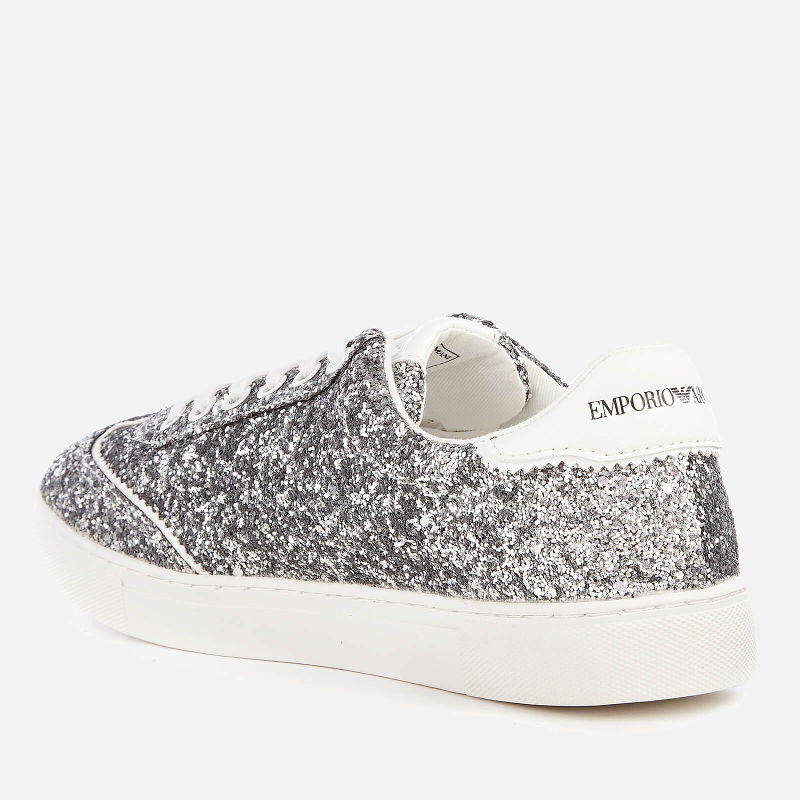 Emporio Armani Women's Biz Glitter Low Top Trainers - Silver