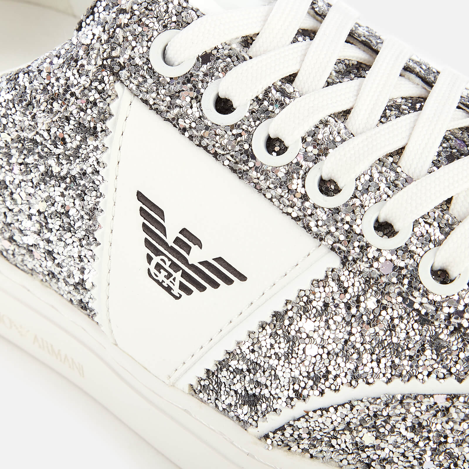 Emporio Armani Women's Biz Glitter Low Top Trainers - Silver