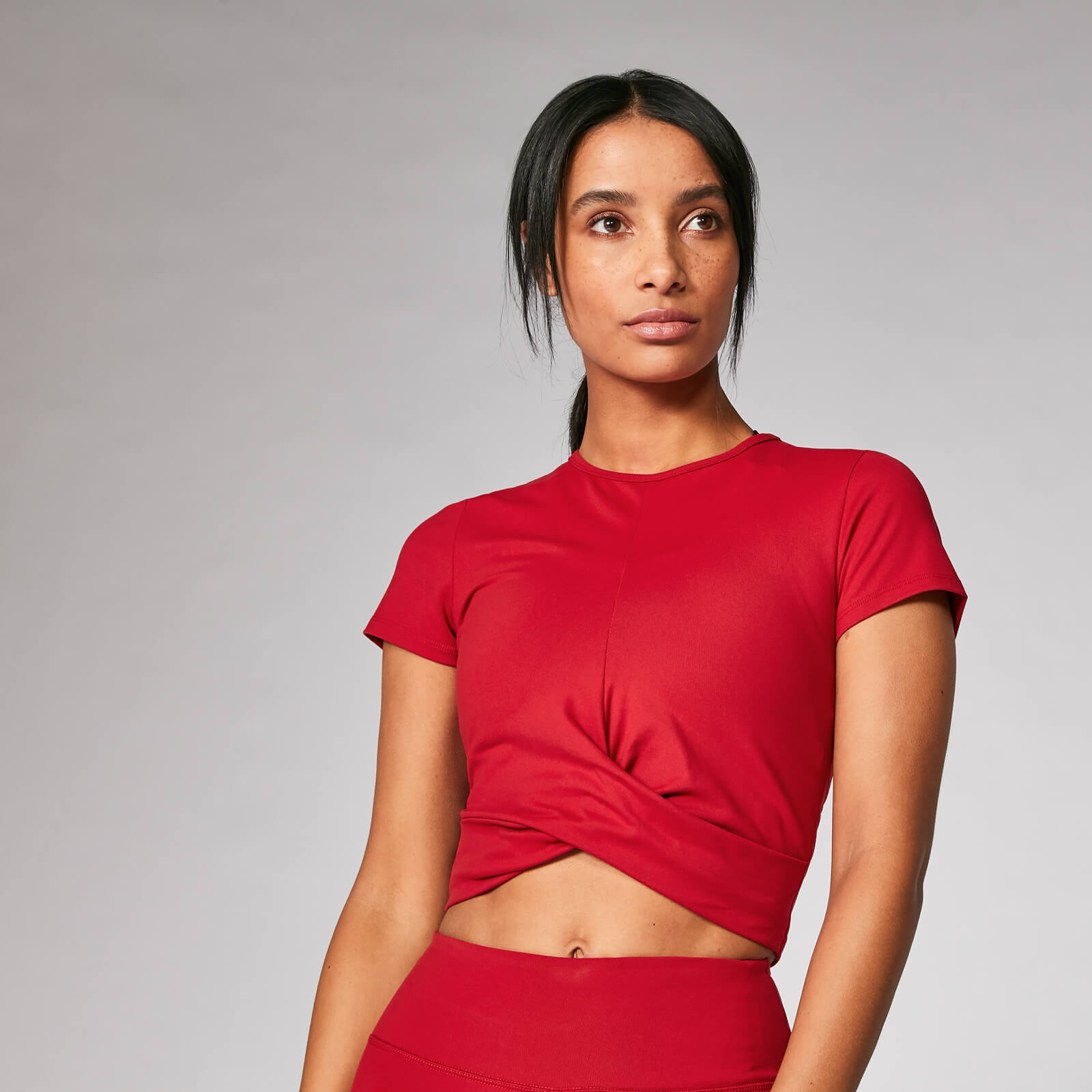 Crop Top Power manches courtes - Cramoisi