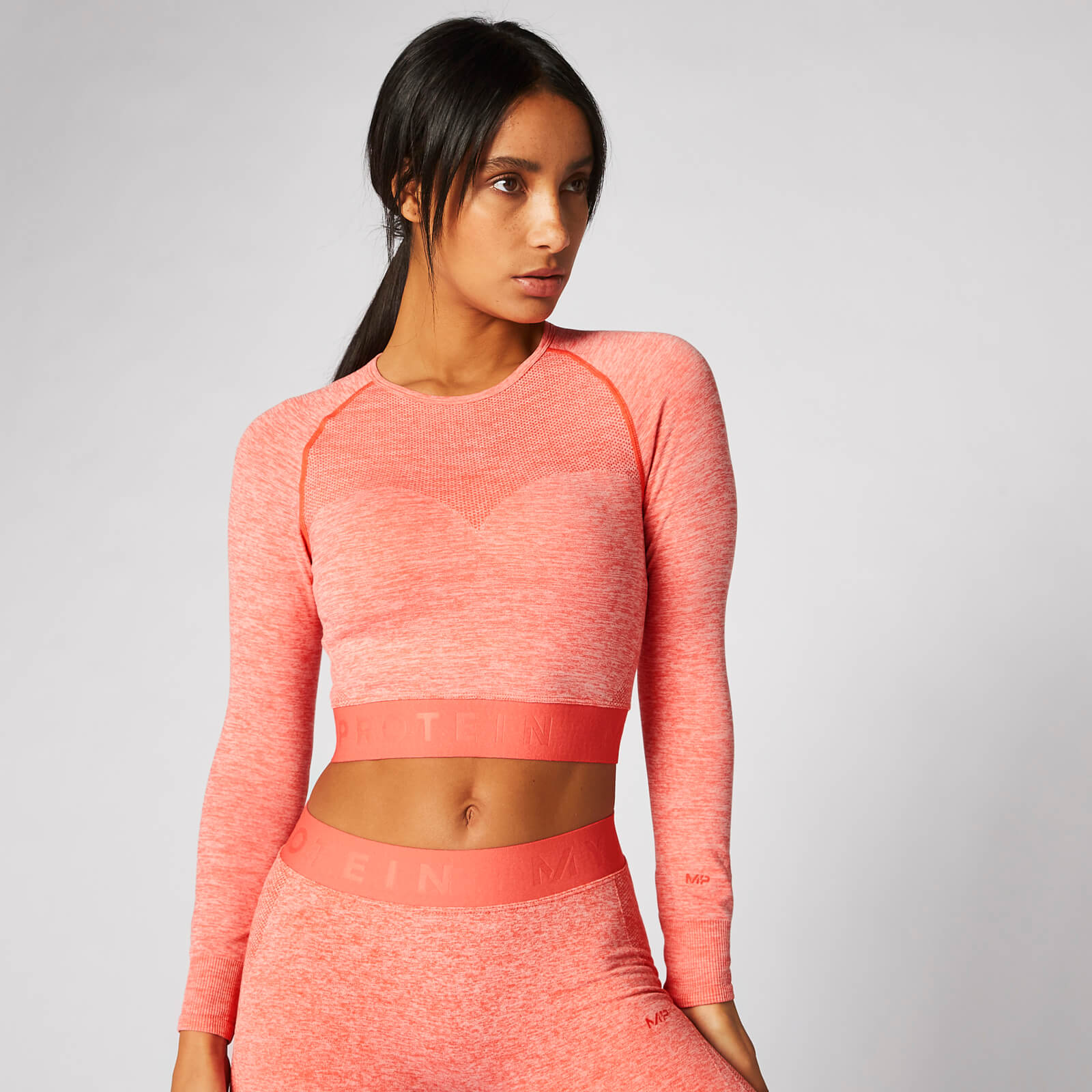 Inspire Seamless Crop Top - Hot Coral - XS