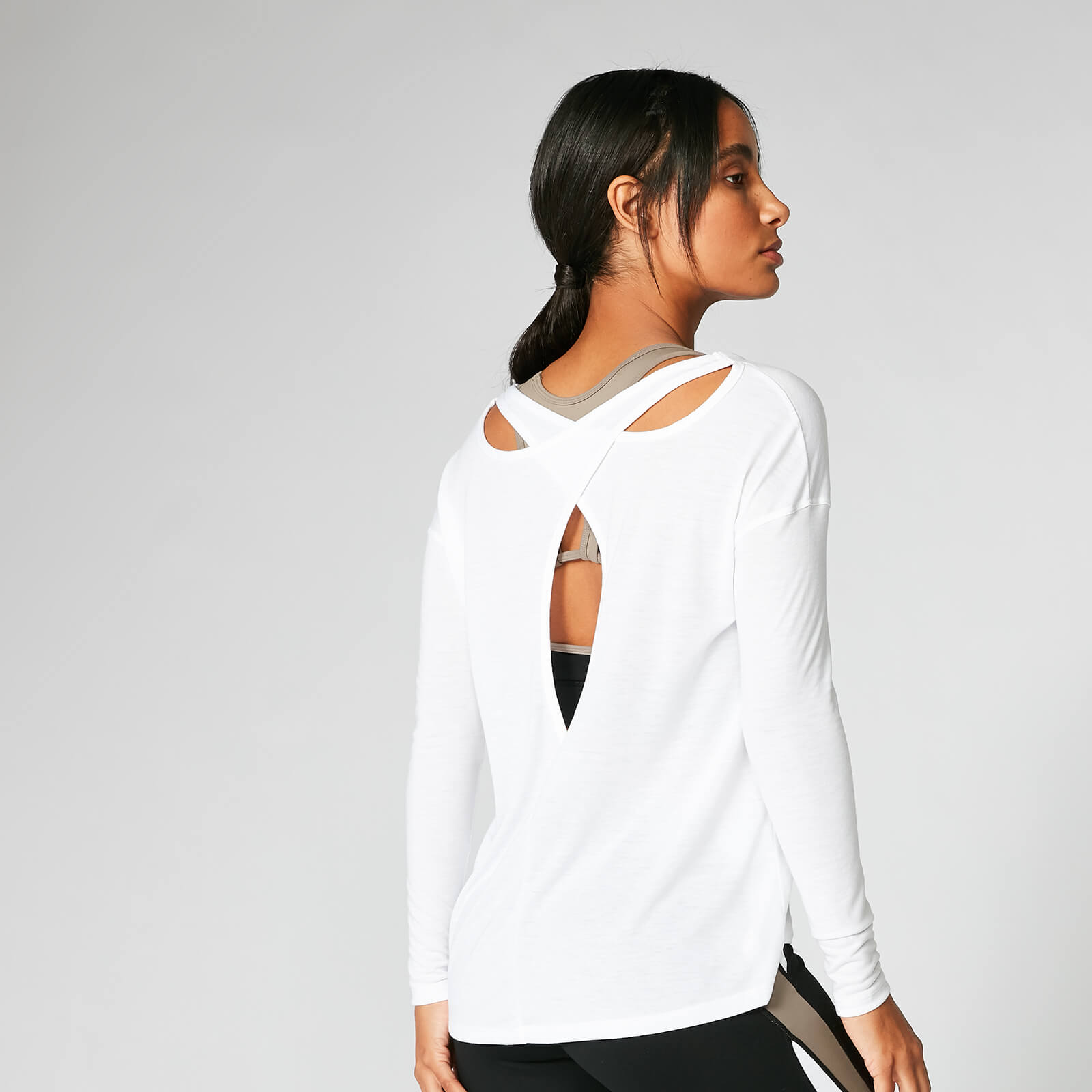 Split Long-Sleeve T-Shirt - White - XS