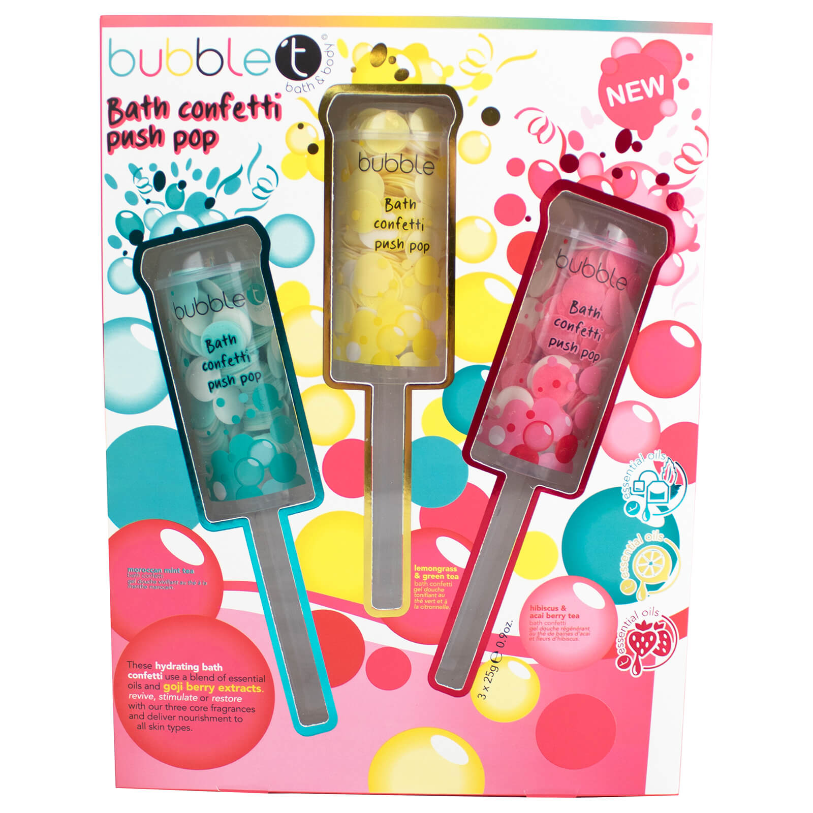 Bubble T Bath Confetti Push Pops (3 x 25g)
