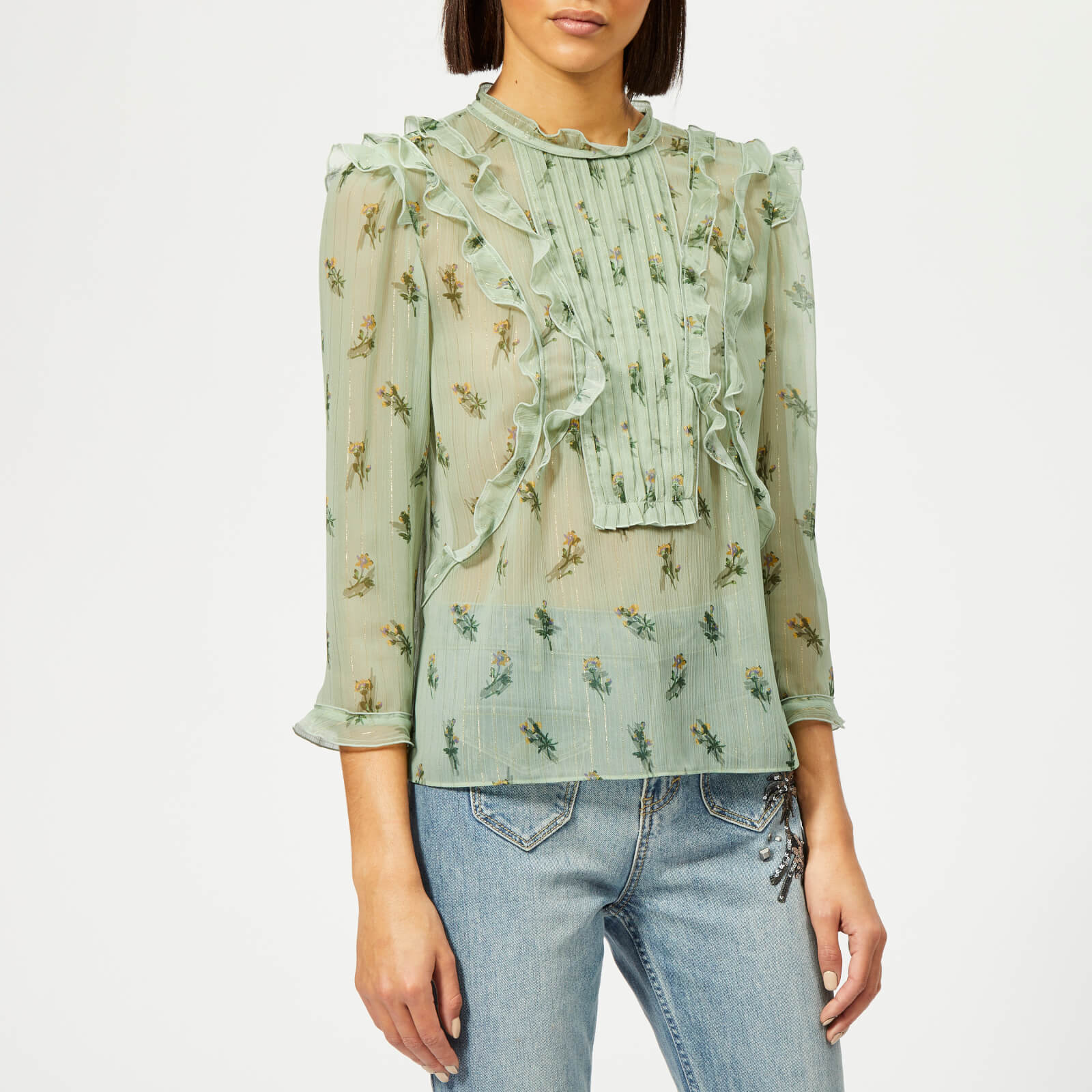 floral ruffle shirt