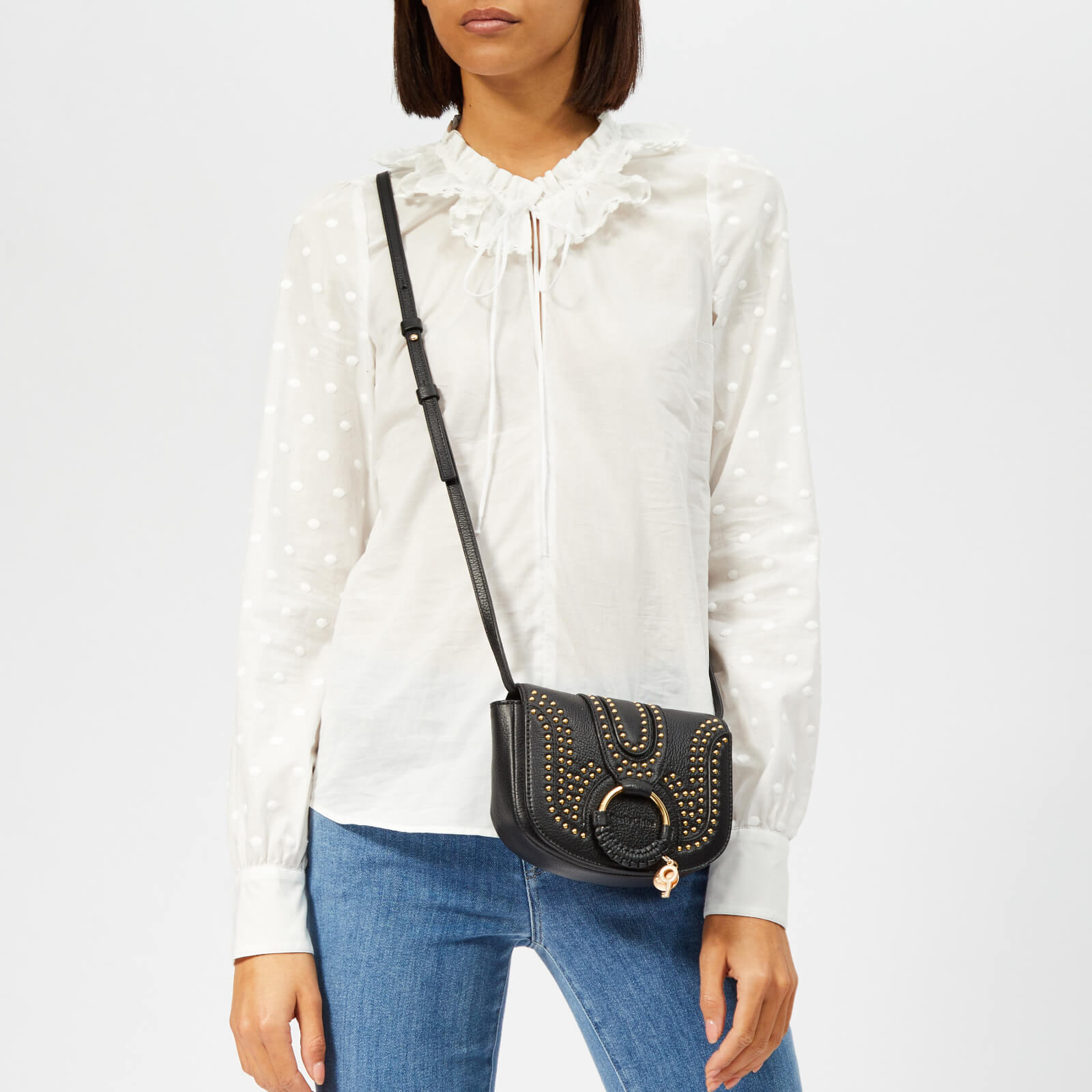 玄重♡Chloe♡　1011 See By Chloé Women's Hana Studded Cross Body Bag - Black