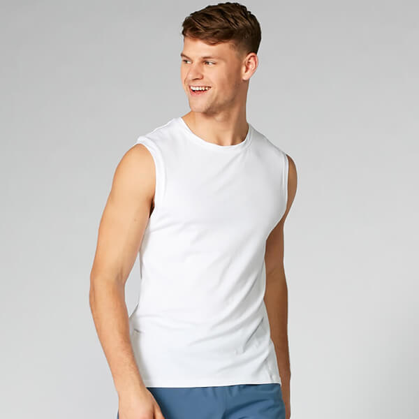 Luxe Classic Sleeveless T-Shirt - White - XS
