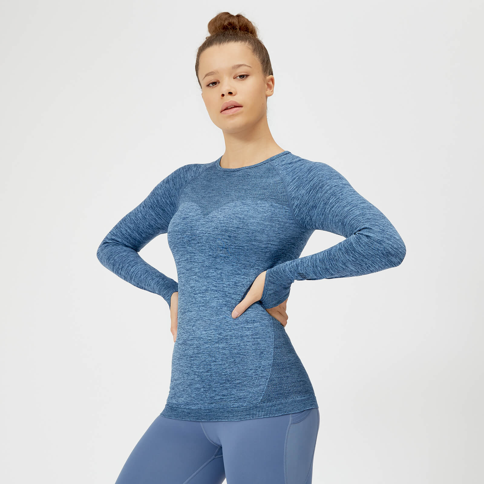 Myprotein Inspire Seamless Long Sleeve Top - Blue - XS
