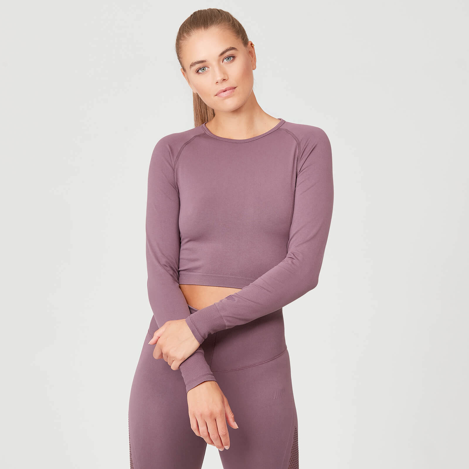 Seamless 無縫系列 女士風姿短版上衣 - 粉紫色 - L