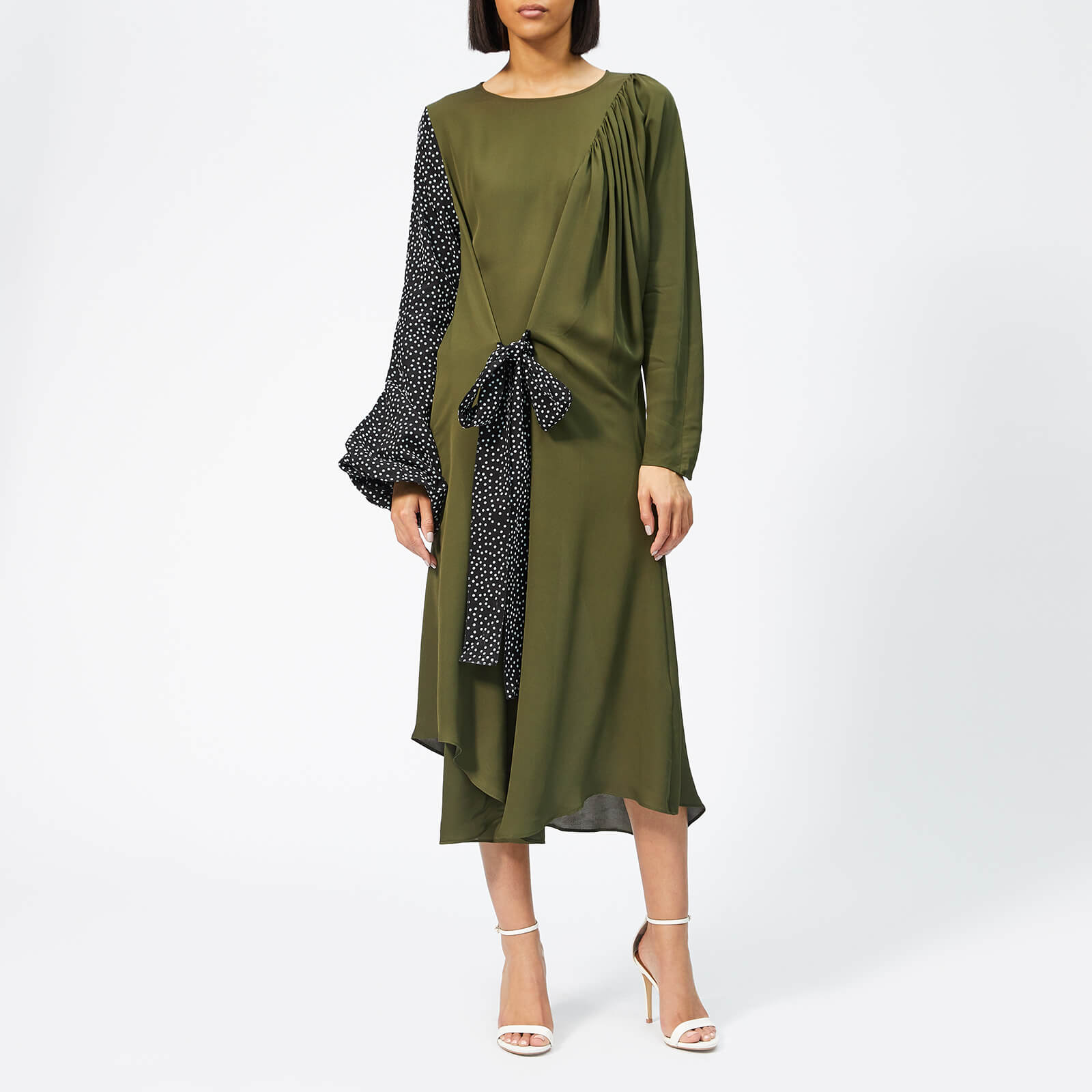 JW Anderson Women's Belted Polka Dot Sleeve Dress - Khaki