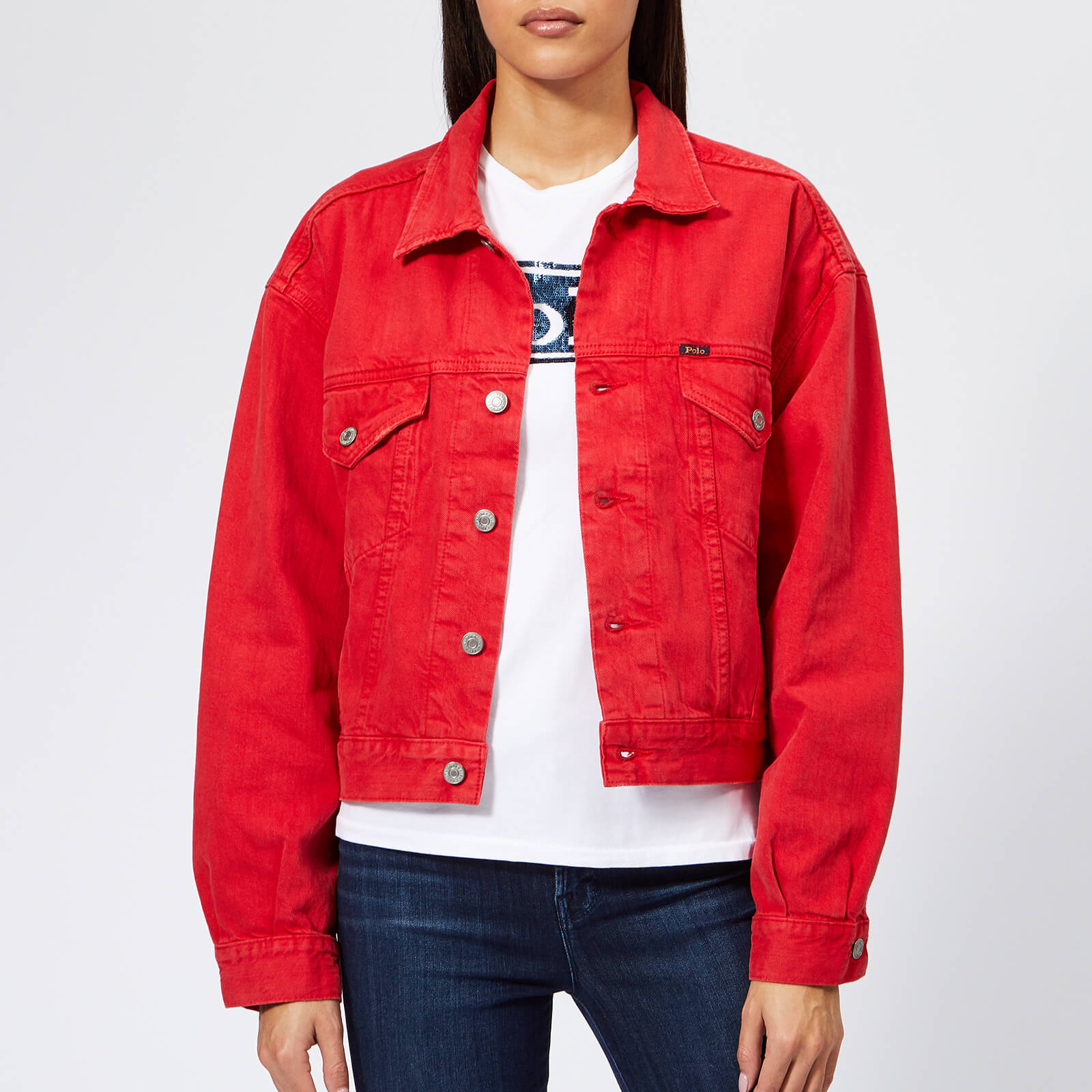 Polo Ralph Lauren Women s Rosa Wash Denim Jacket Red Coggles