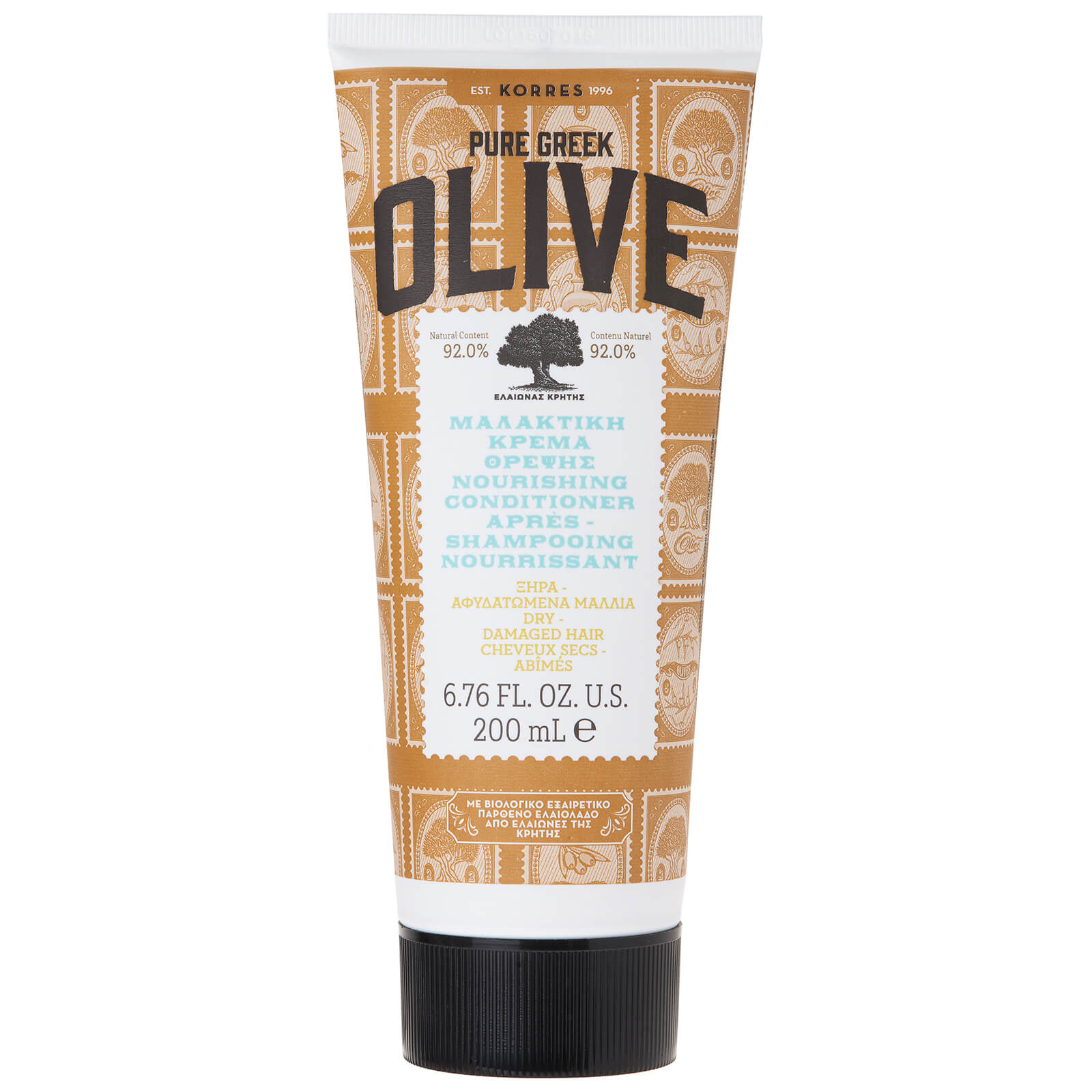 Acondicionador nutritivo Natural Pure Greek Olive para cabello seco/dañado de KORRES 200 ml