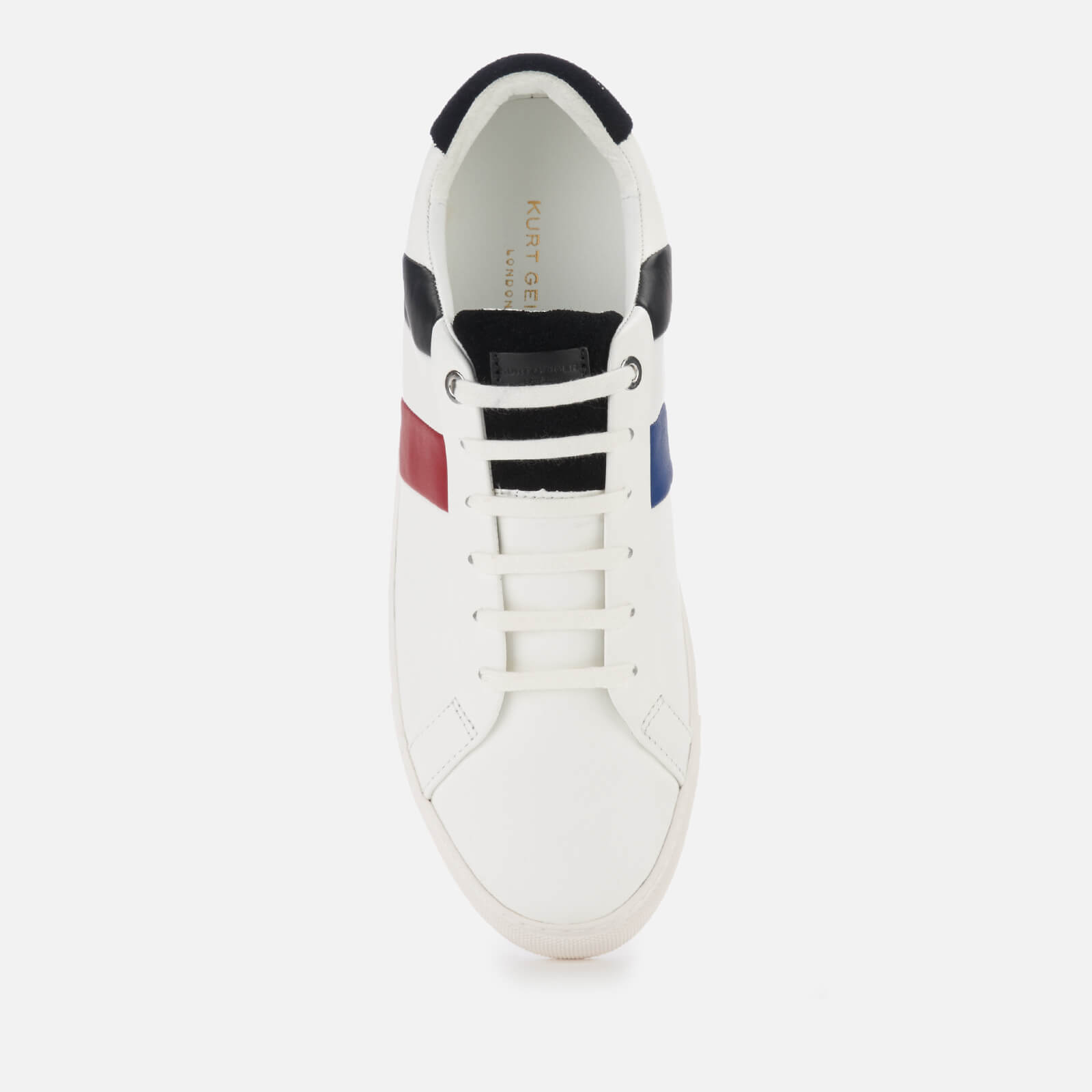 Kurt Geiger London Men s Donnie Stripe Leather Cupsole Trainers White Black Allsole