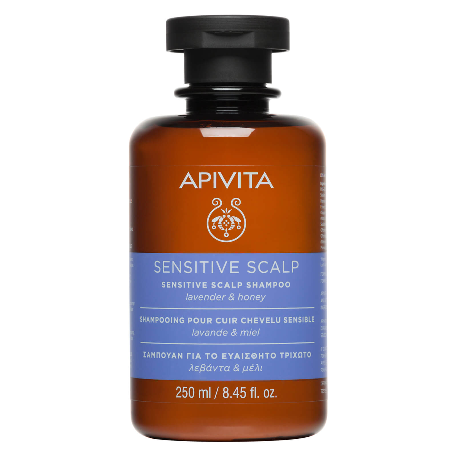 Champú para cuero cabelludo sensible para el cuidado holístico del cabello de APIVITA - lavanda y miel 250 ml