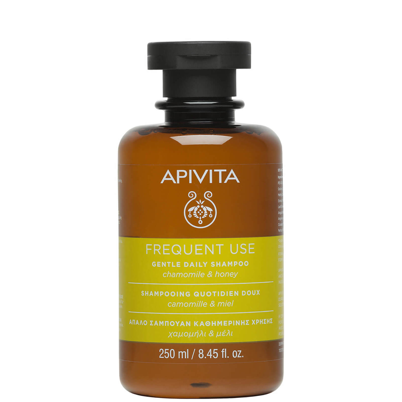 Champú suave de uso diario para el cuidado holístico del cabello de APIVITA - camomila y miel 250 ml