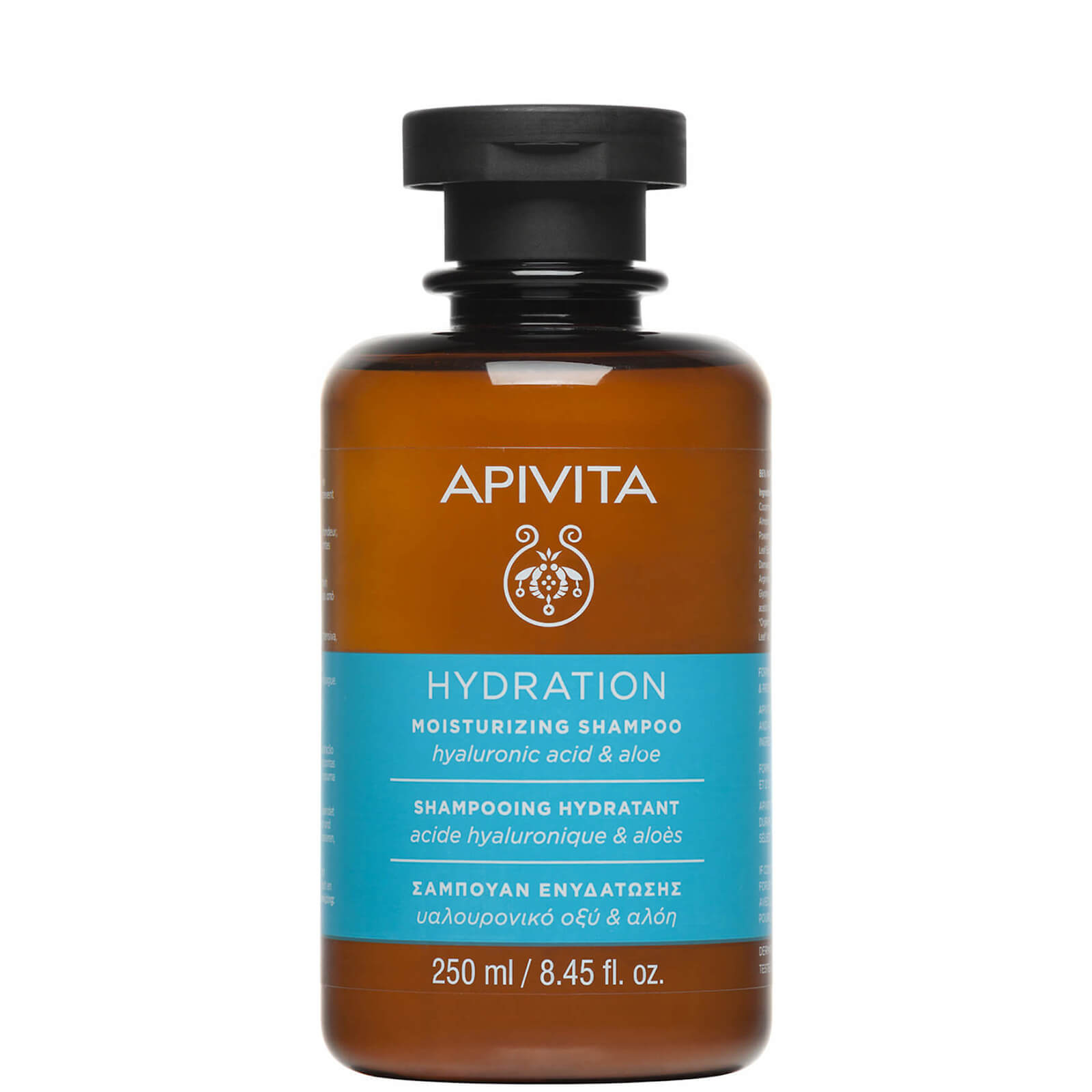 Champú hidratante para el cuidado holístico del cabello de APIVITA - ácido hialurónico y aloe 250 ml
