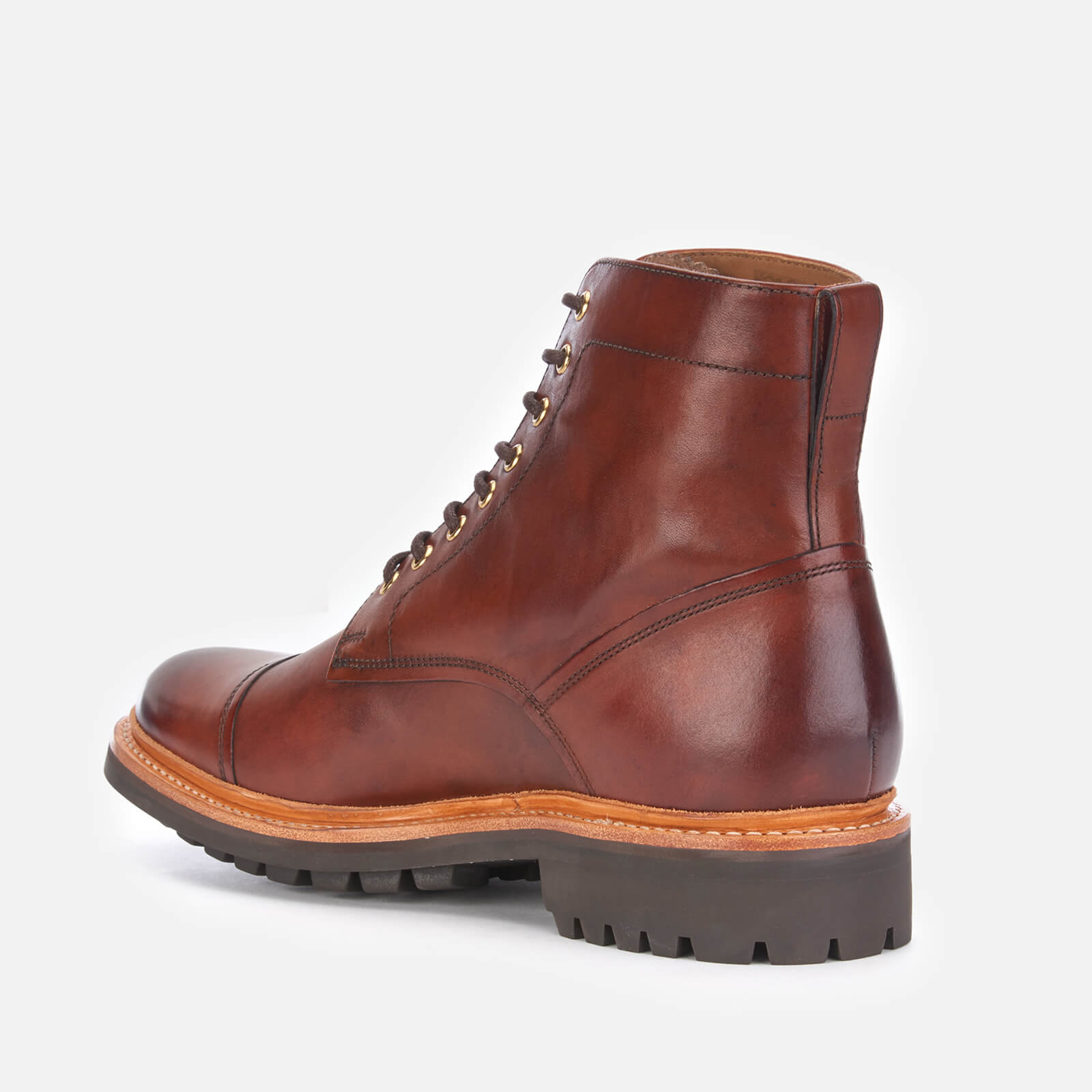 Grenson Men s Joseph Hand Painted Leather Lace Up Boots Tan Allsole
