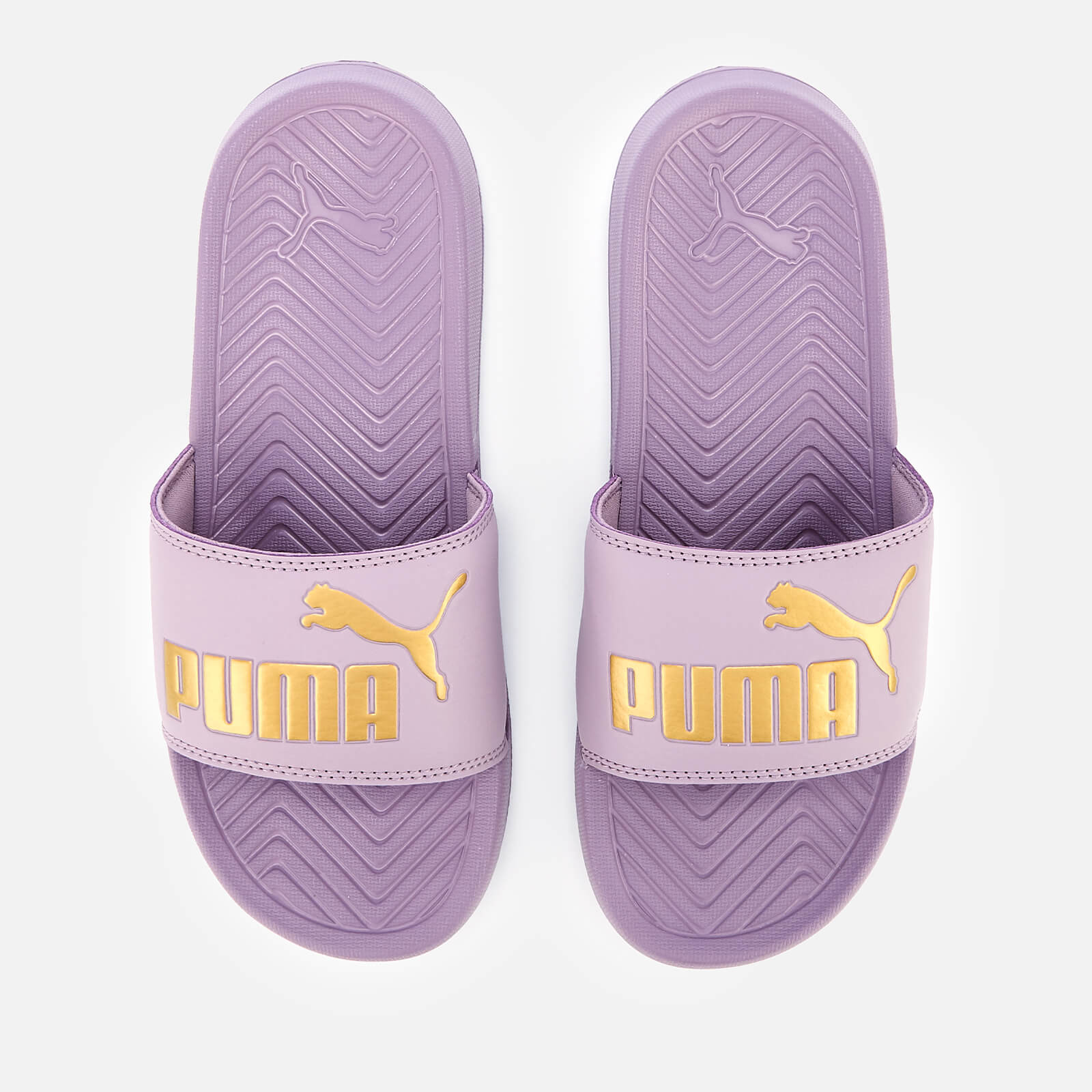 Puma Women s Popcat Slide Sandals Elderberry Puma Team Gold Allsole
