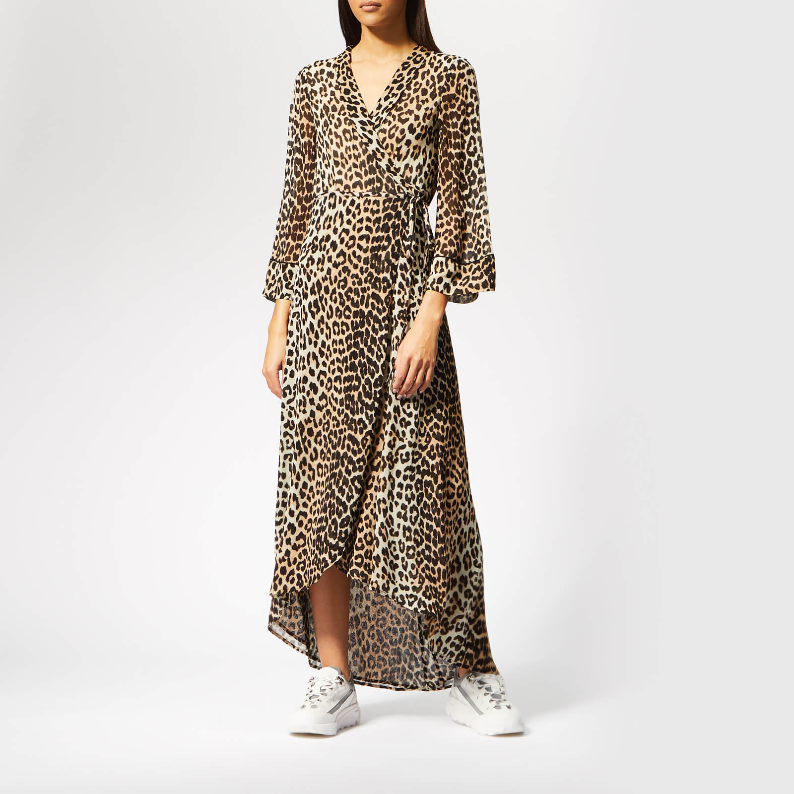 Ganni Women s Mullin Georgette Wrap Dress Leopard Coggles