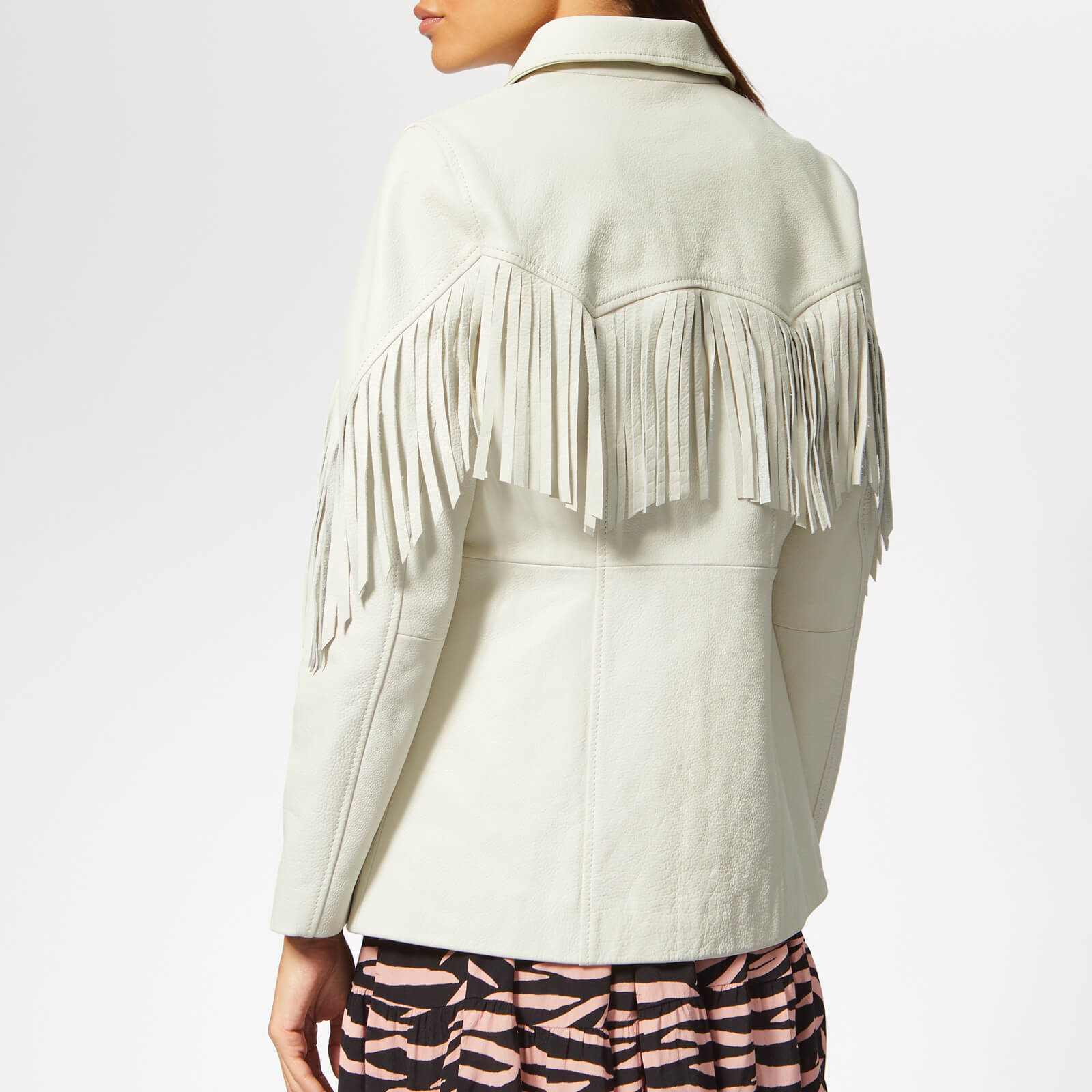 Ganni Women s Angela Leather Jacket Egret Coggles