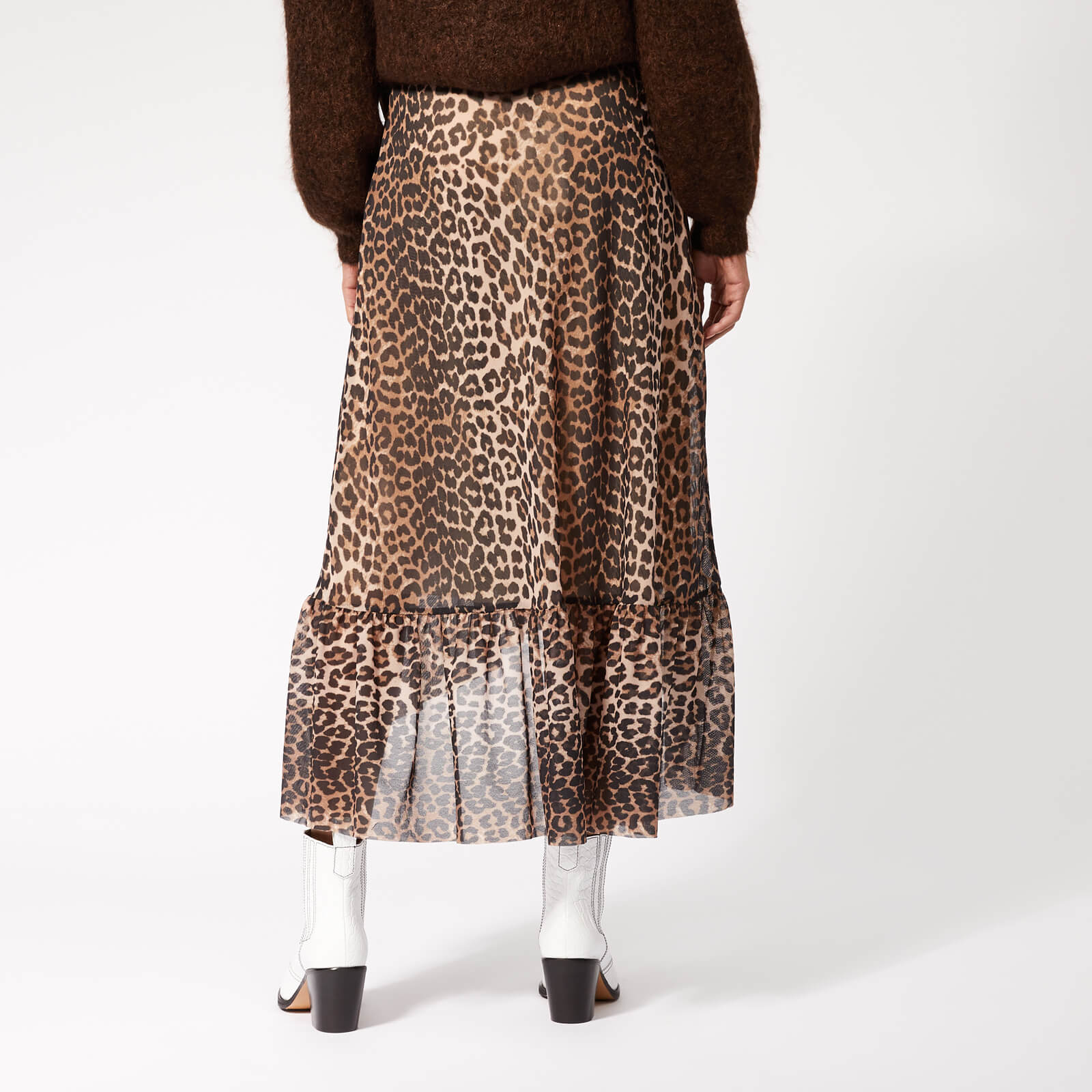 Leopard print sale mesh maxi skirt