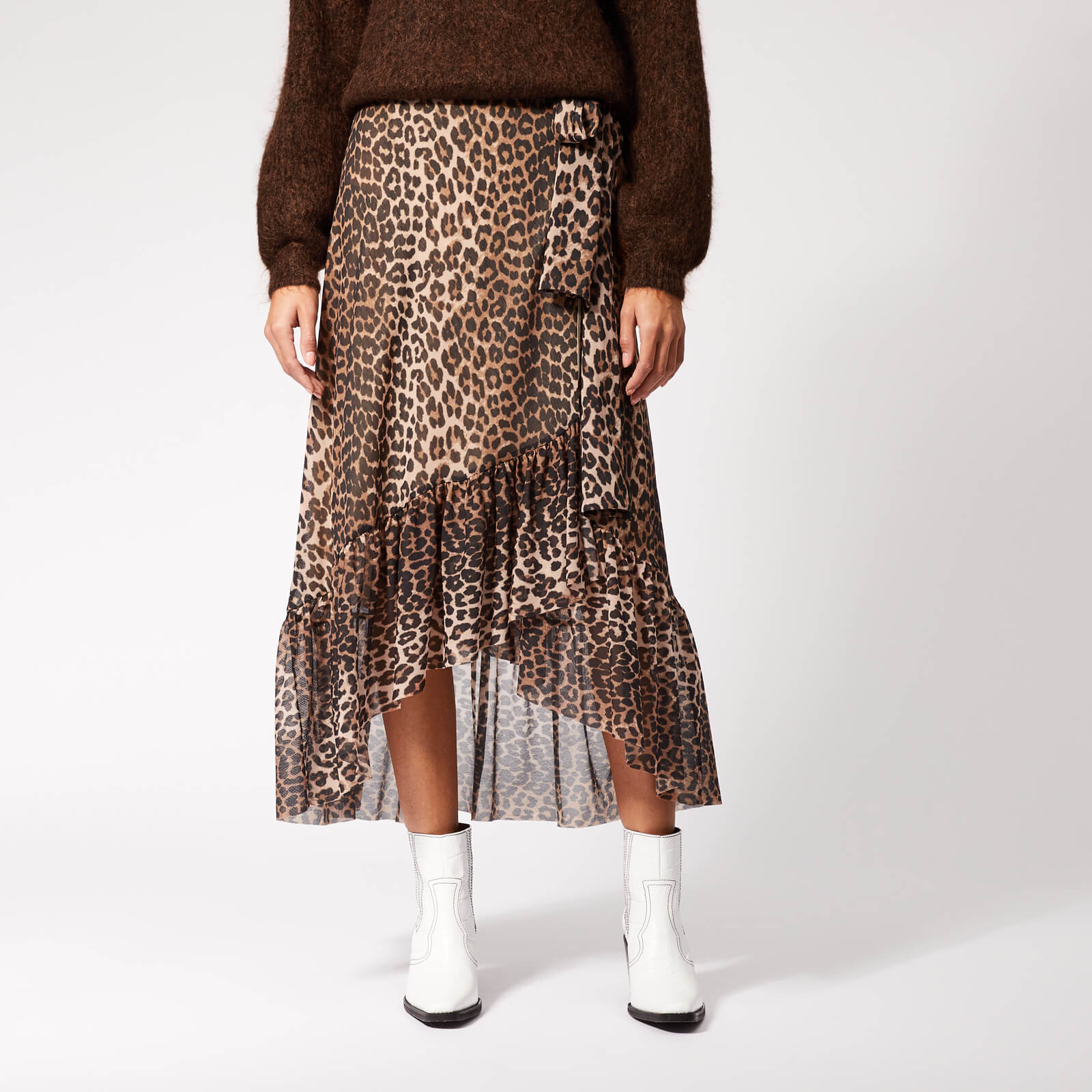 Ganni Women s Tilden Mesh Maxi Skirt Leopard Coggles
