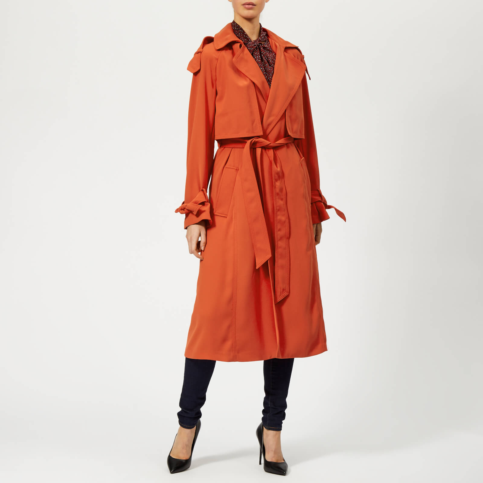 MICHAEL MICHAEL KORS Women s Drapey Trench Coat Bright Terra