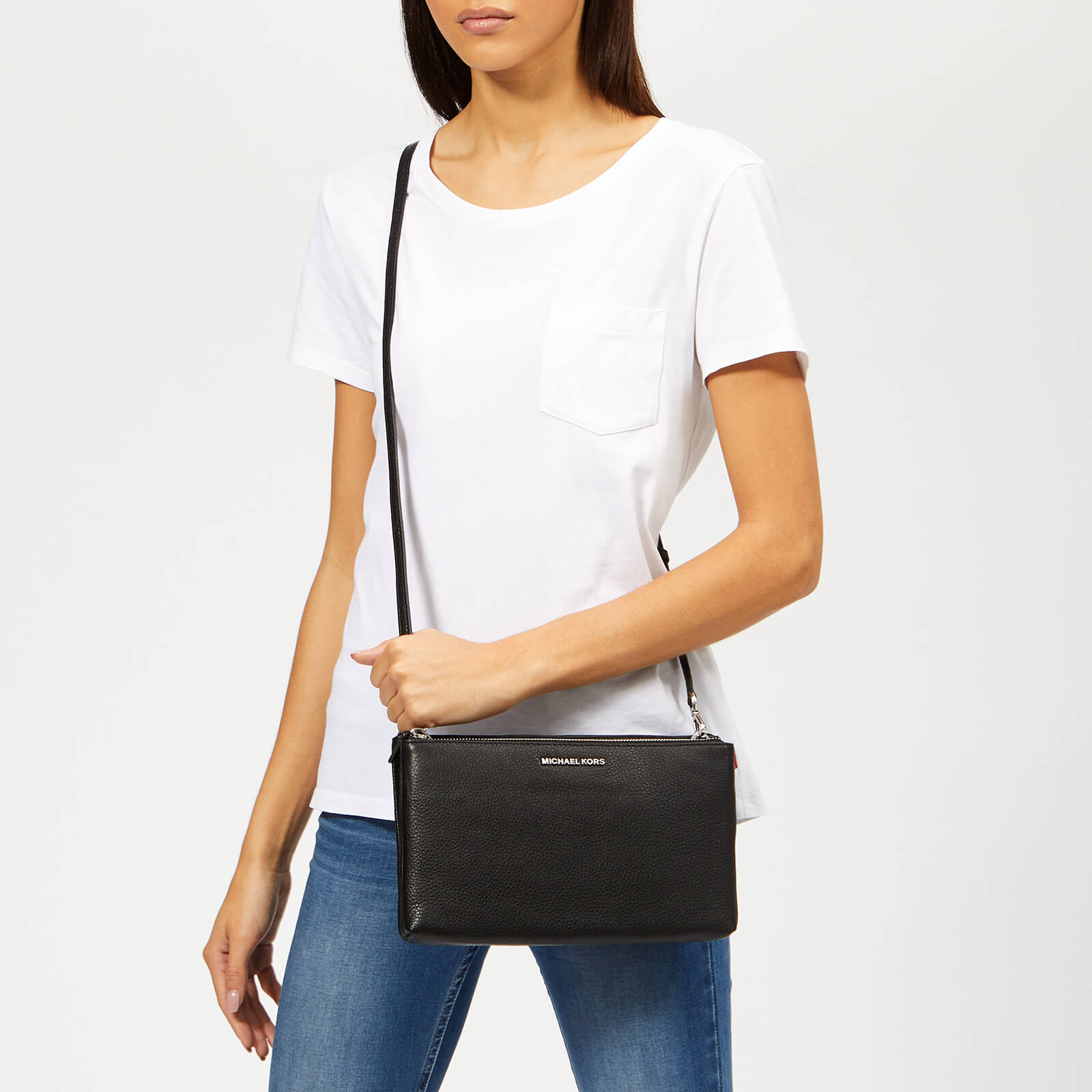 Michael kors adele double zip crossbody black clearance