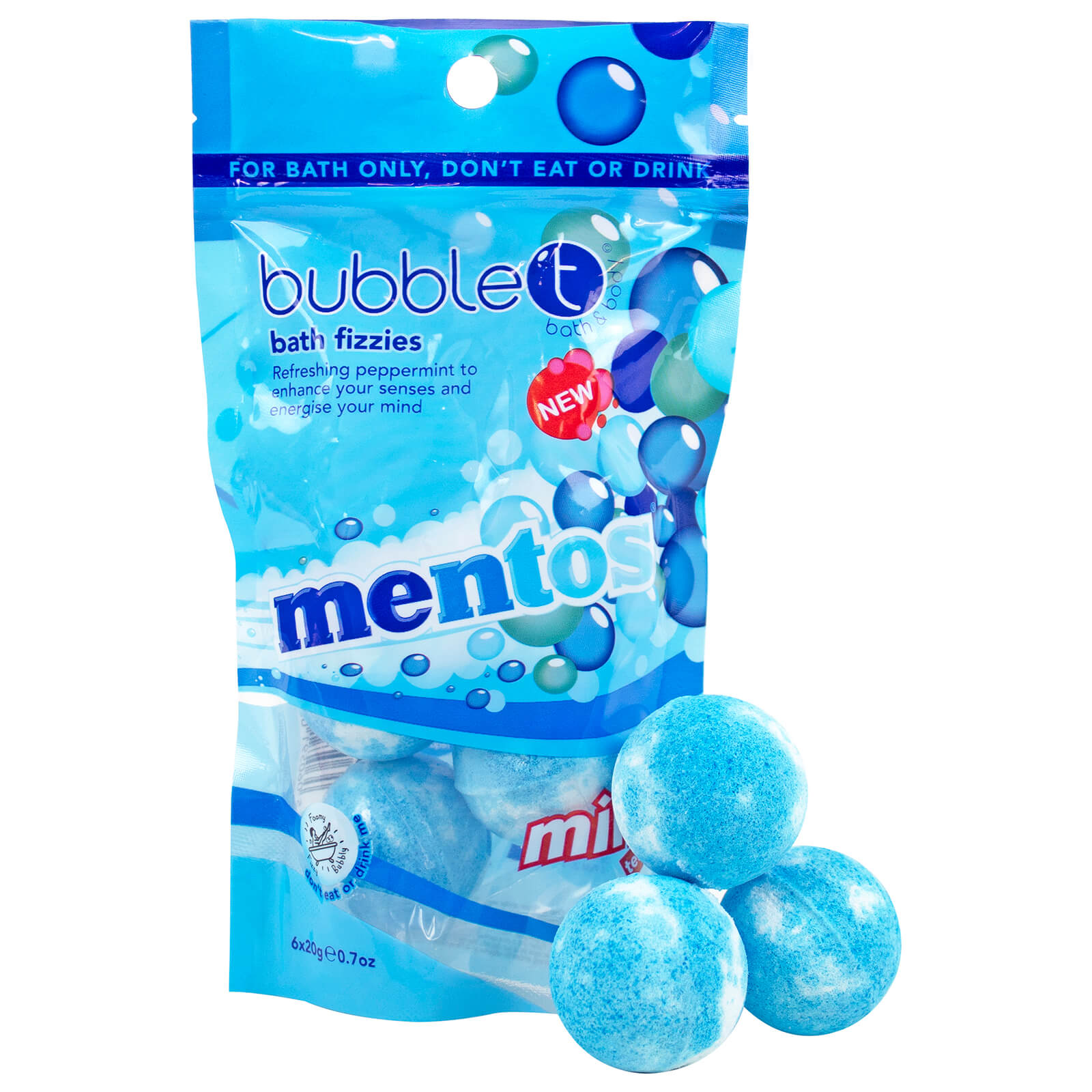 Burbujas de baño mini Mentos Mint Tea de Bubble T (6 x 20 g)