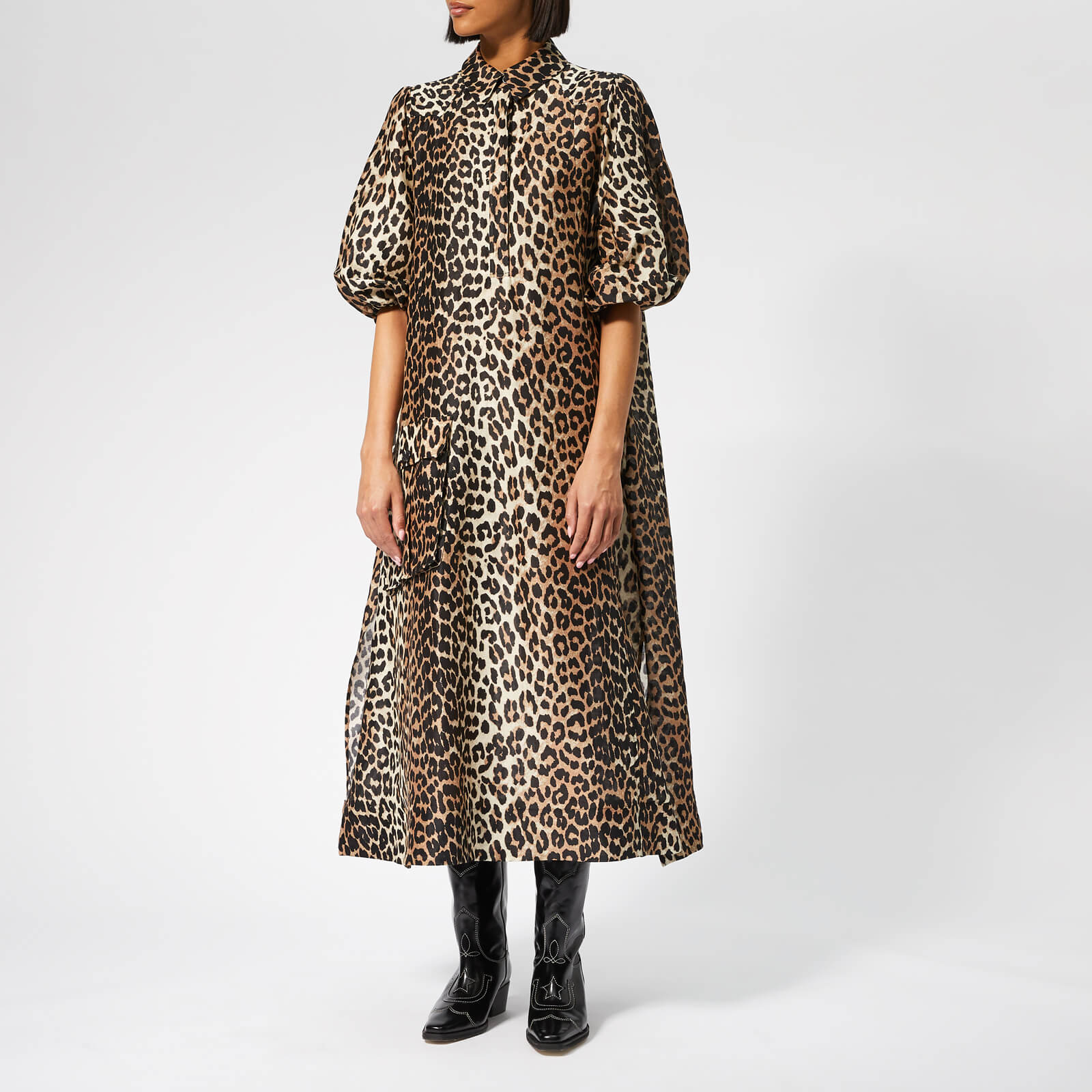 Ganni cedar dress leopard sale