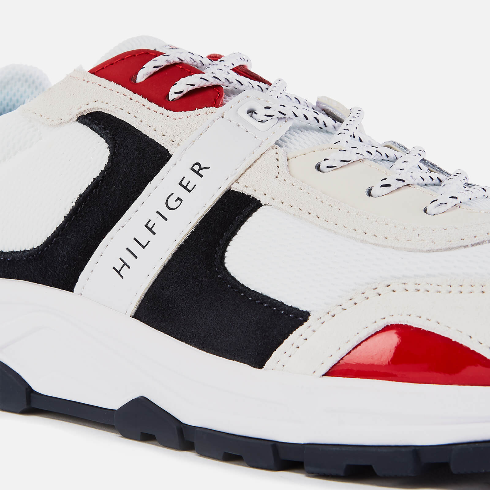 Tommy Hilfiger Men s Fashion Mix Chunky Runner Style Trainers Red White Blue Allsole