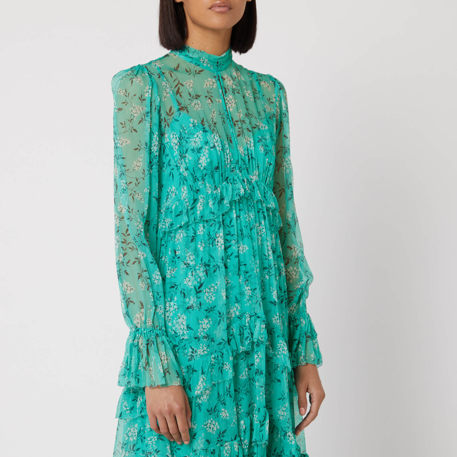 Zimmermann Women s Moncur Gathered Frill Dress Turquoise Mini Bloom Coggles