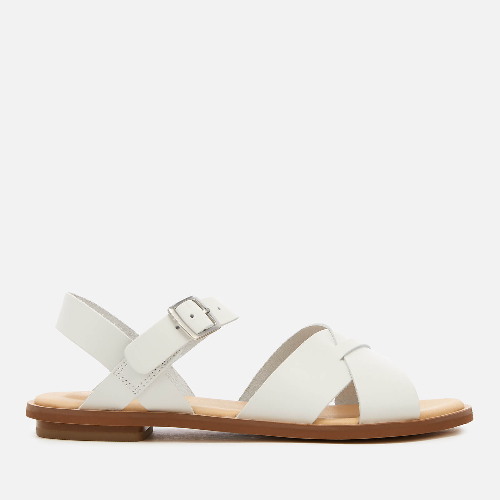 Clarks Women s Willow Gild Leather Sandals White Allsole