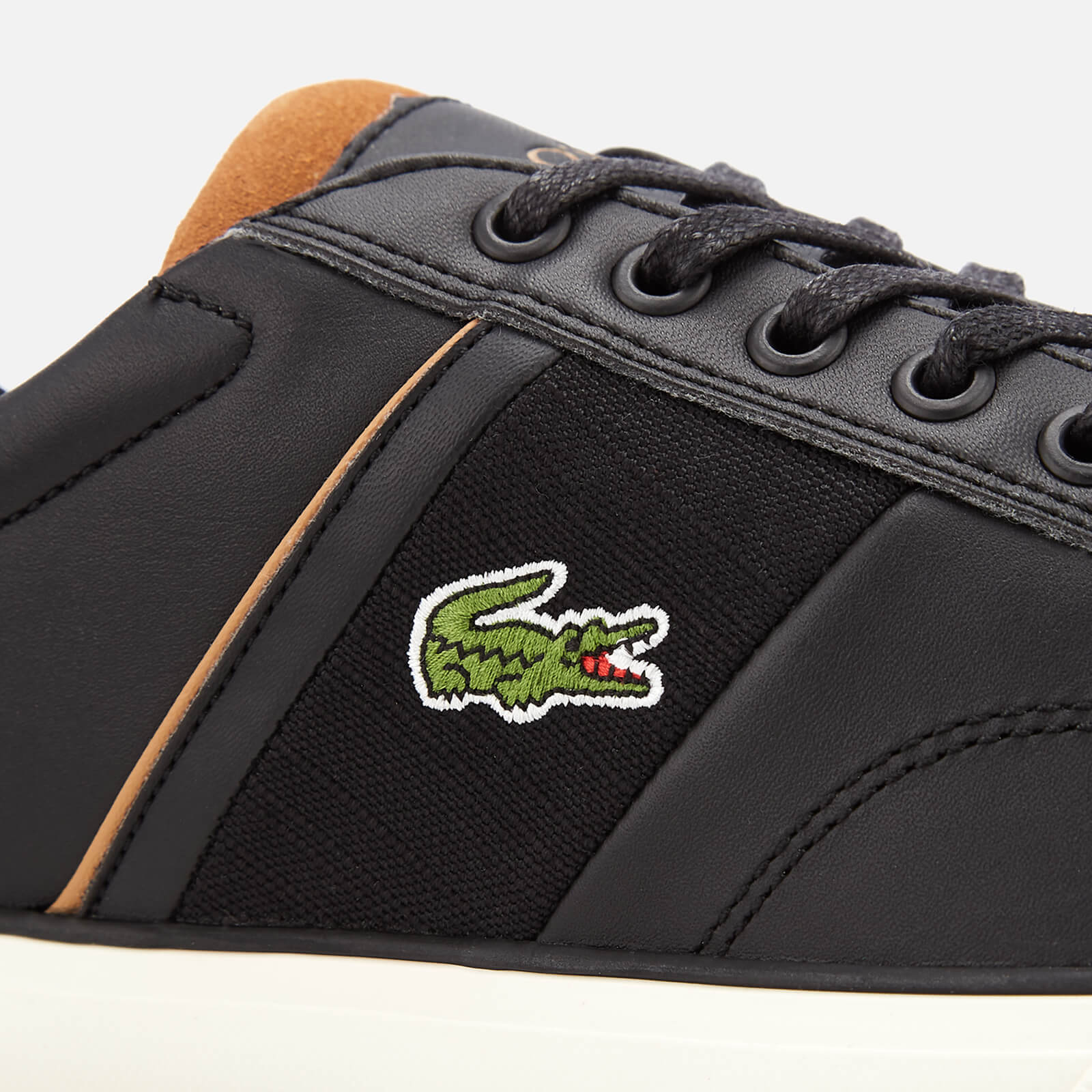 Lacoste Men s Fairlead 119 1 Leather Vulcanised Trainers Black Light Brown Allsole