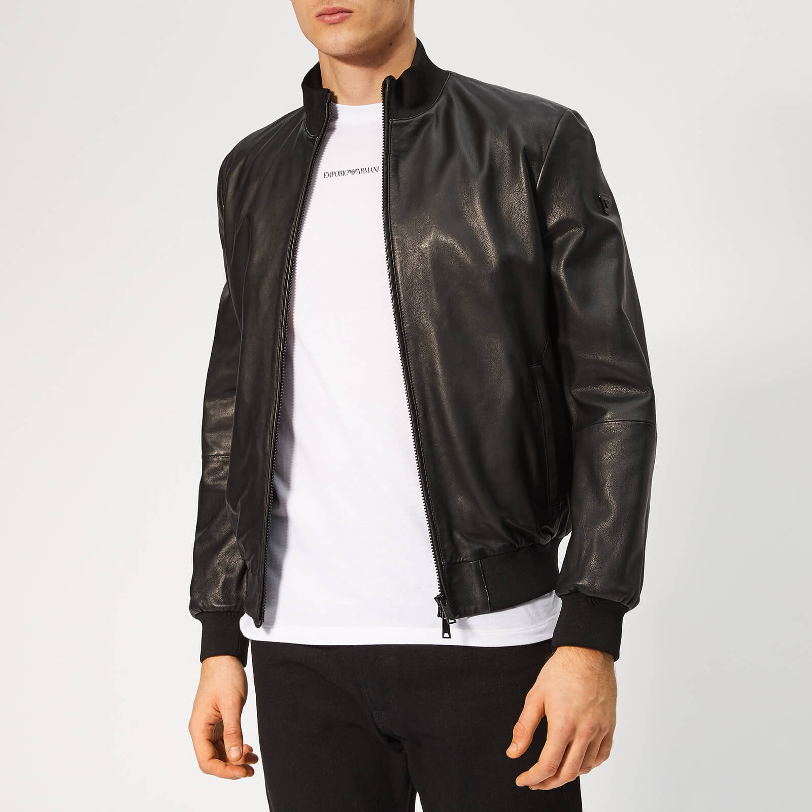 Leather jacket emporio armani on sale